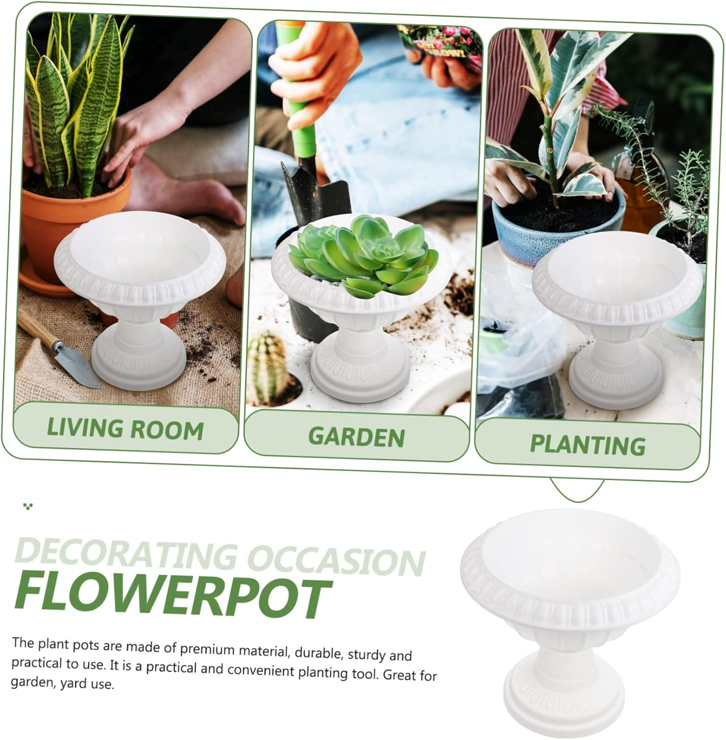 Kisangel Thickened Roman Column Plastic Flower Pot 25Cm Outdoor Garden Planter Multipurpose Plant Nursery Container Suitable for Balcony and Patio Gardening image number 6