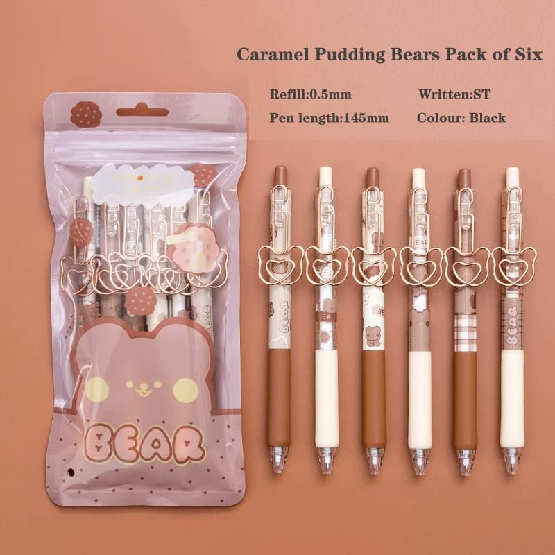 Kawaii Gel Pen Cute Bear Pen Ins Japanese Student Signature Pen Gel Pen Kawaii Stationery Cute Pen(Caramel Pudding Bear) image number 4