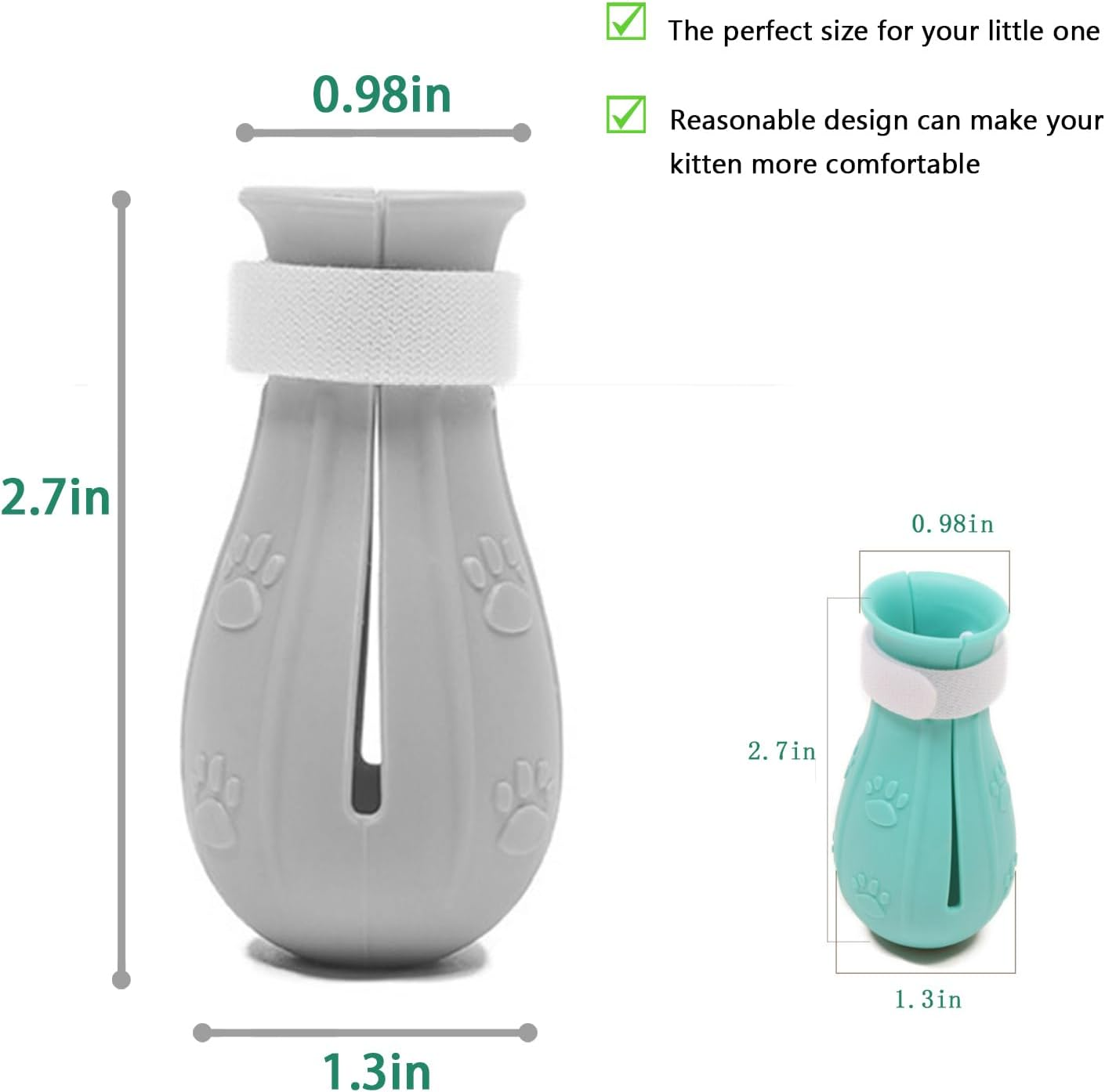 Cat Scratch Cover for Nursing Rehabilitation Cat Boots for Cats Only, Adjustable Cat Bathing Gloves,Silicone Cat Claw Covers (Grey)