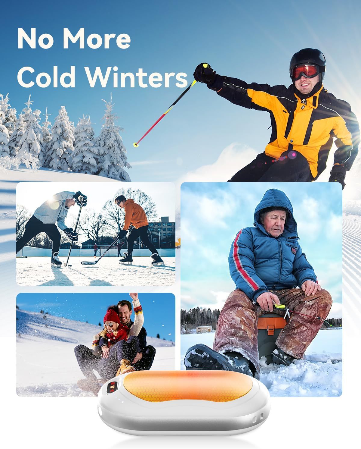 Hand Warmers Rechargeable - 10000Mah Double-Side Electric Hand Warmer, Fast Heating Reuseable Handwarmer, 3-Settings Pocket Heater, Travel Essentials, Gifts for Women Men, Outdoor, Camping image number 6