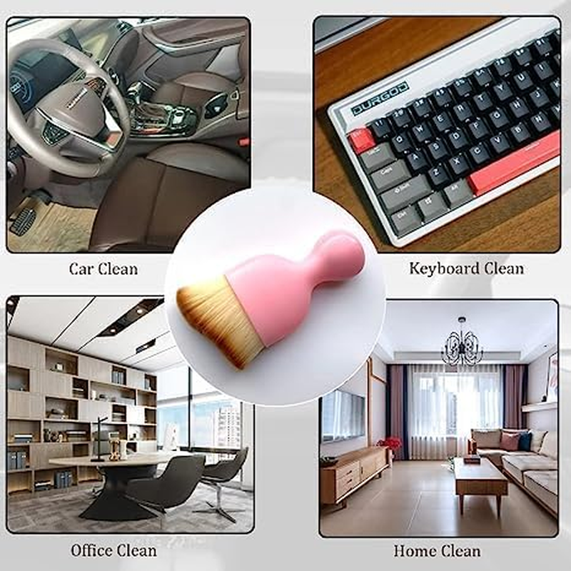 Car Interior Cleaning Soft Brushes， Car Interior Beauty Brush，Car Interior Dusting Brush，Suitable for Cleaning Car Interior or Exterior，Air Conditioning Vents， Leather，Computers (Pink)