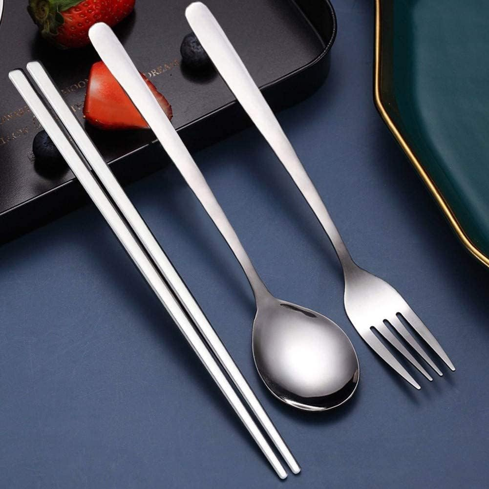 IQCWOOD Spoons and Forks Set, Flatware Set, 3 Pair Forks and Spoons Silverware Korean Utensil Set, Stainless Steel Korean Chopsticks Spoons and Fork Set, Dinnerware Portable Utensils for Home image number 4