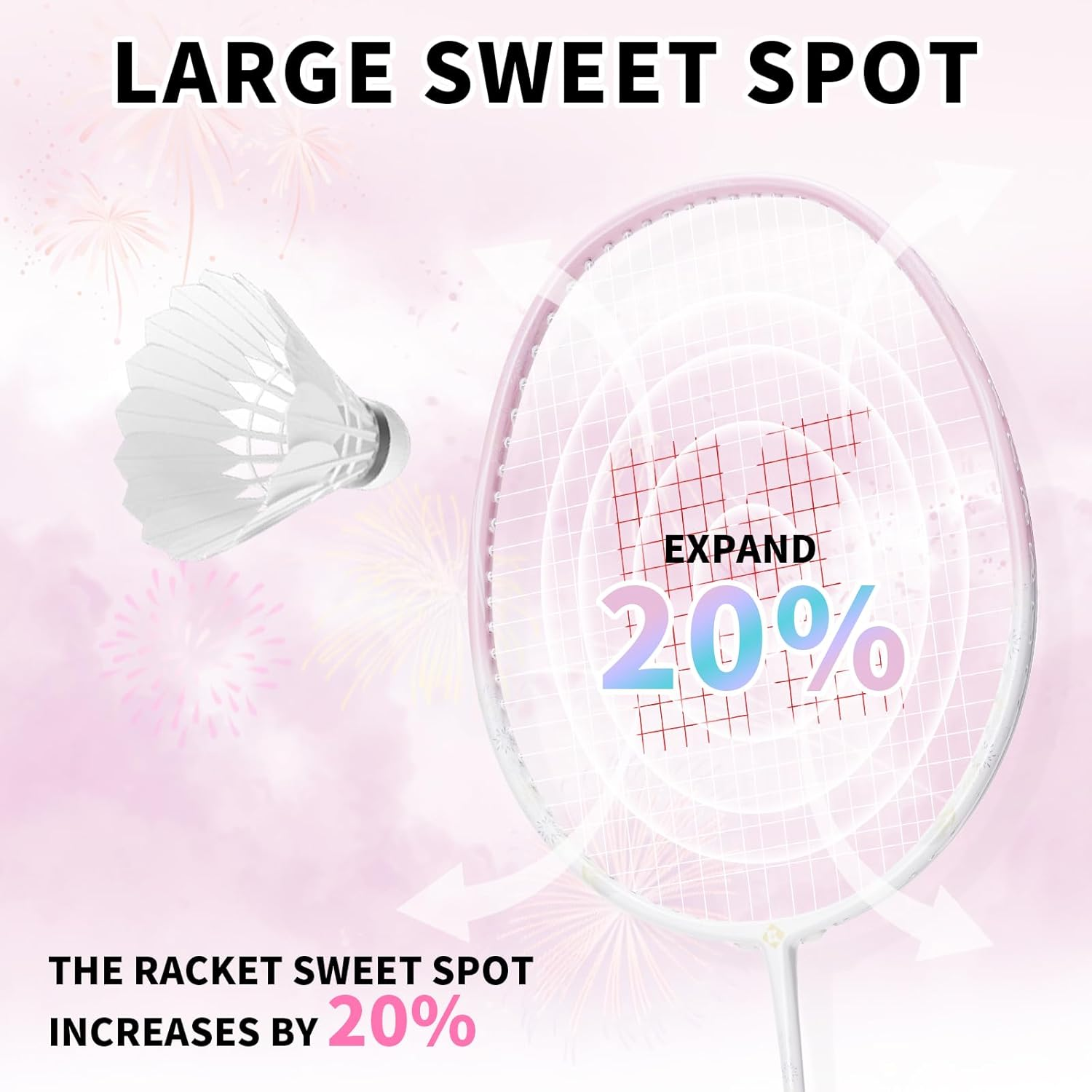 Professional Badminton Racket, Carbon Fiber Badminton Racket, High Tension String Lightweight Badminton Racquet with Badminton Racket Bag for Sports Training Game - Firefly-Pink image number 4