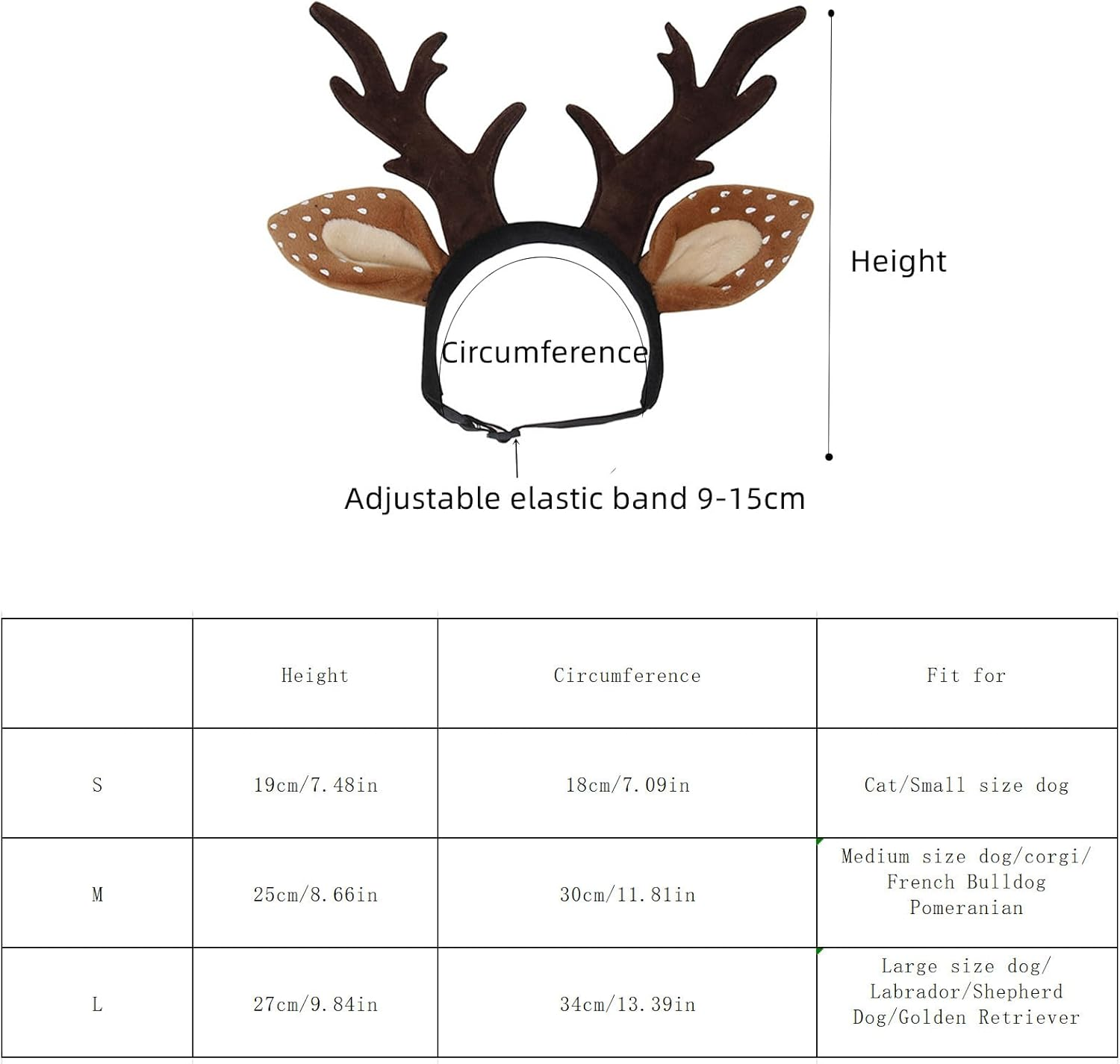 Adjustable Christmas Pet Deer Antlers Headbands Dog Reindeer Head Band Elk Headwear Cosplay Costume for Cat Puppy Pet &hellip; (Antlers, L) image number 4