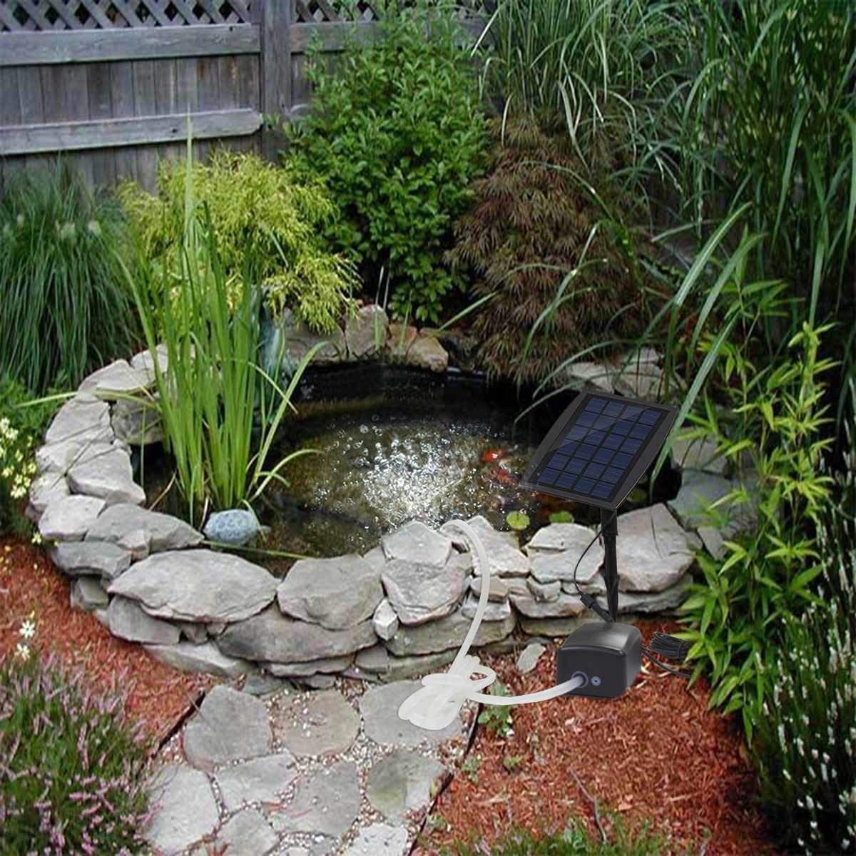 Lancoon Solar Powered Air Pump Kit, 2.5W Solar Panel, Air Pump, Air Hoses and Airing Stones for Garden Fish Tank Pool Fishing Pond image number 5