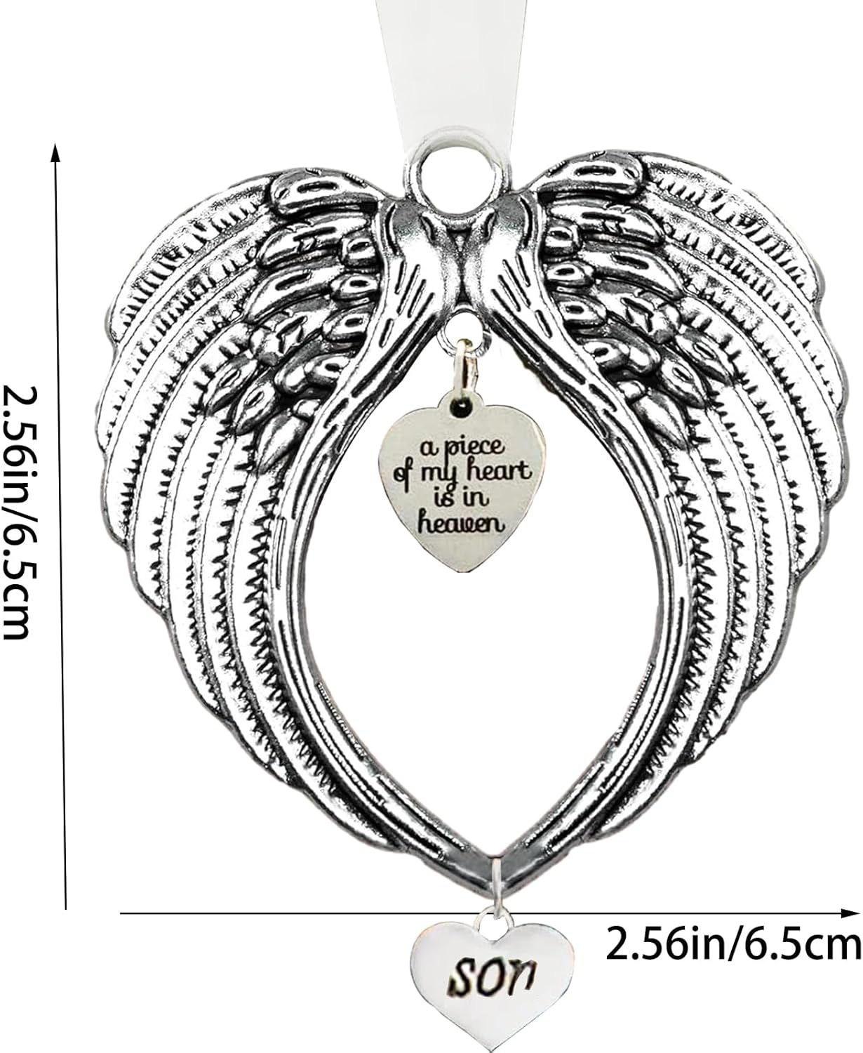 Sympathy Gifts a Piece of My Heart Is in Heaven Angel Wings 2023 Christmas Ornaments Decorations for Loss of Loved Son image number 2