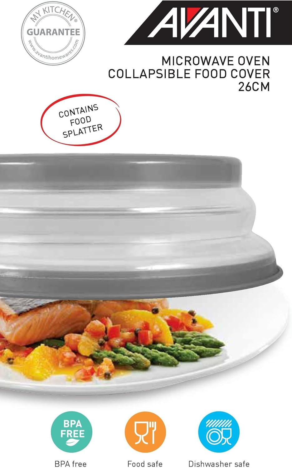 Avanti Collapsible Microwave Food Cover, Grey,Gray