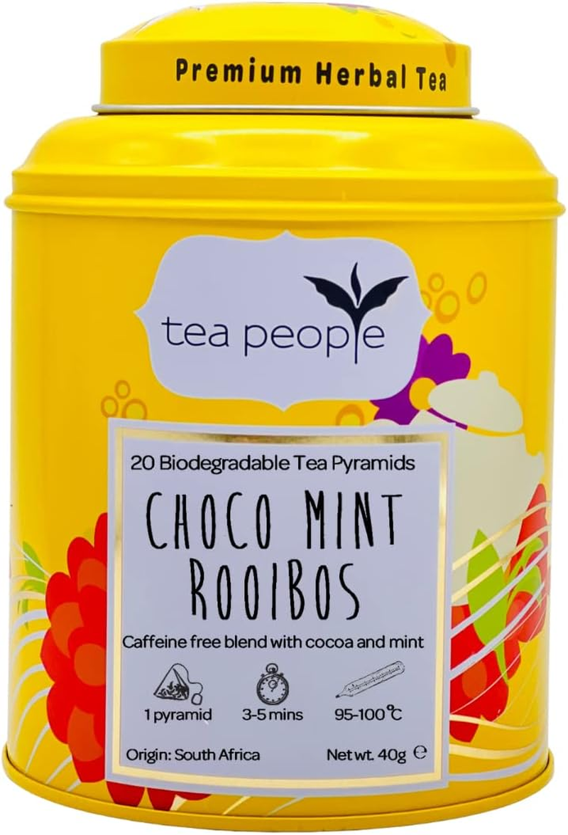 Tea People Choco Mint Rooibos, 20 Tea Pyramids in Tin Caddy
