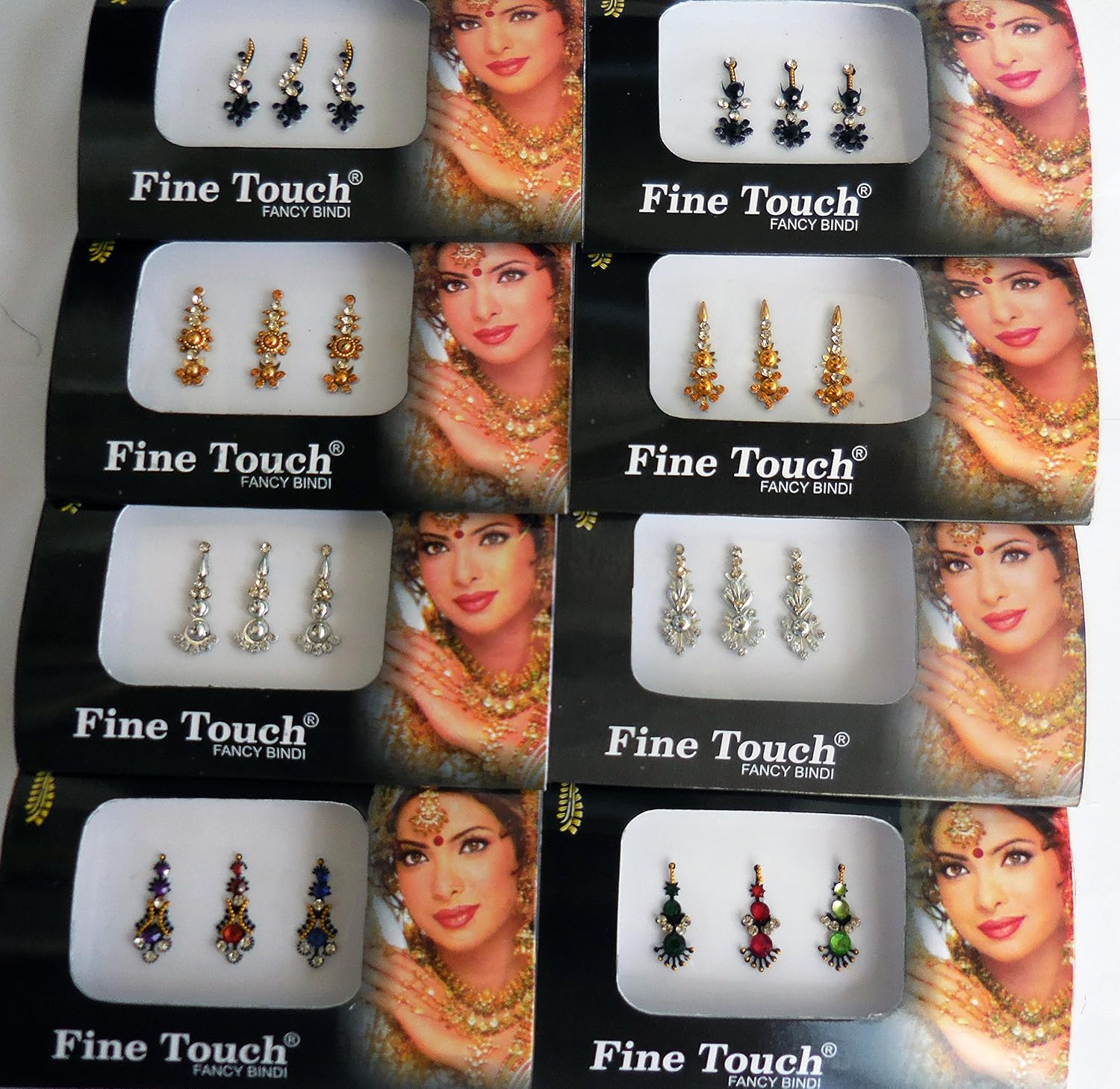 8 Bindi Pack- 24 Combo Bindi Stickers Multicolored,Silver,Gold,Black, Bindi Tattoo Bindi Jewelry image number 2