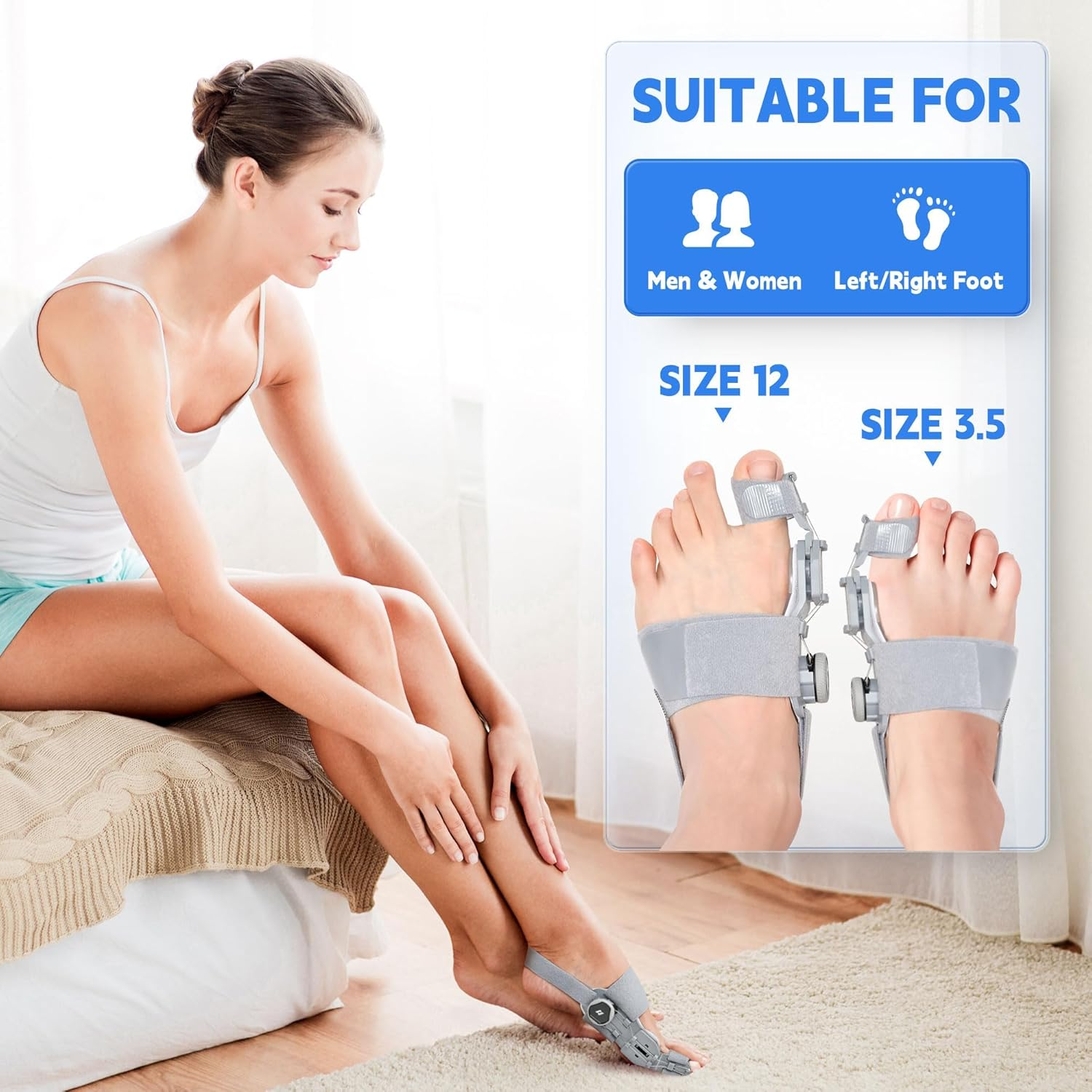 Bunion Corrector for Men & Women, Adjustable Bunion Splint, Big Toe Straightener Pain Relief, Suitable for Left/Right Foot Bunion (1Pcs,Gray) image number 3