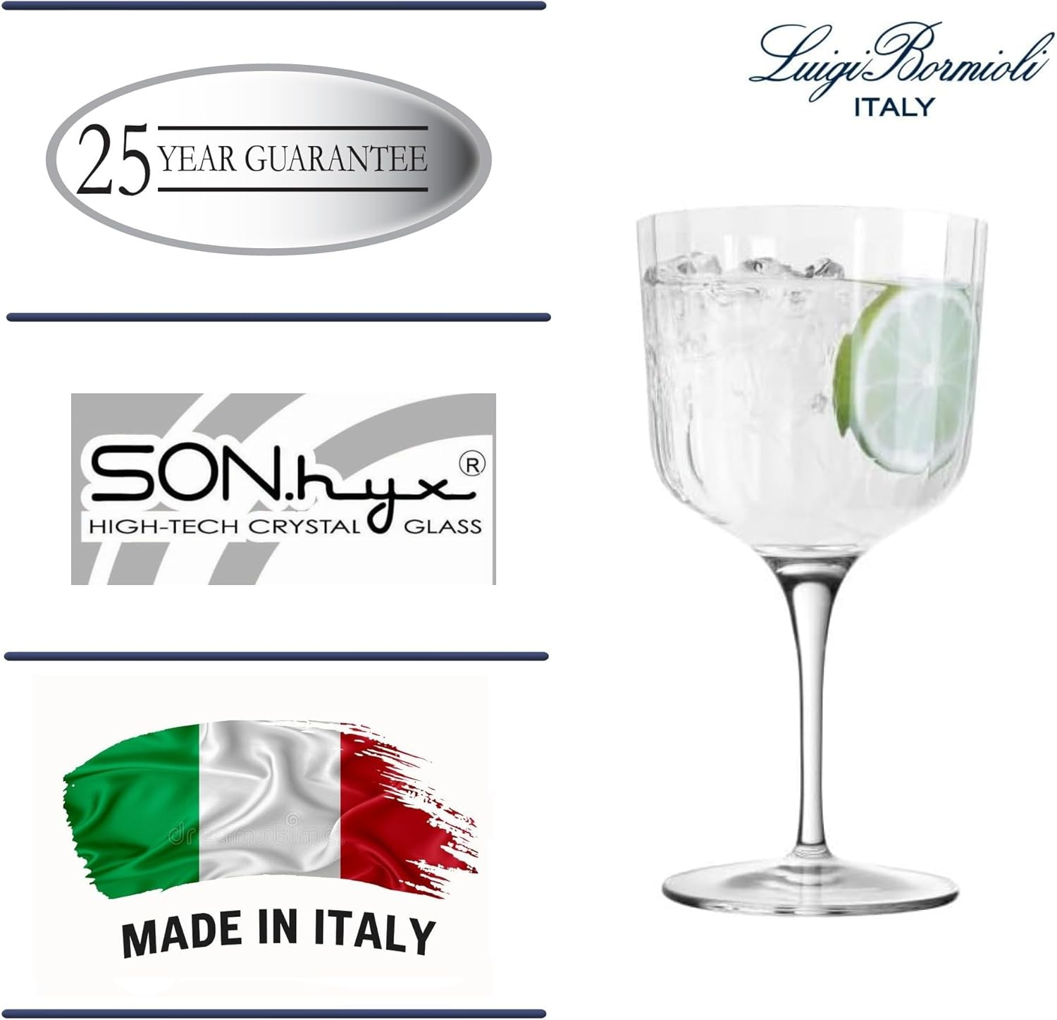 Luigi Bormioli C516 Bach Gin Glass 4-Pieces, 600 Ml Capacity, Clear, 4 Count (Pack of 1) image number 5