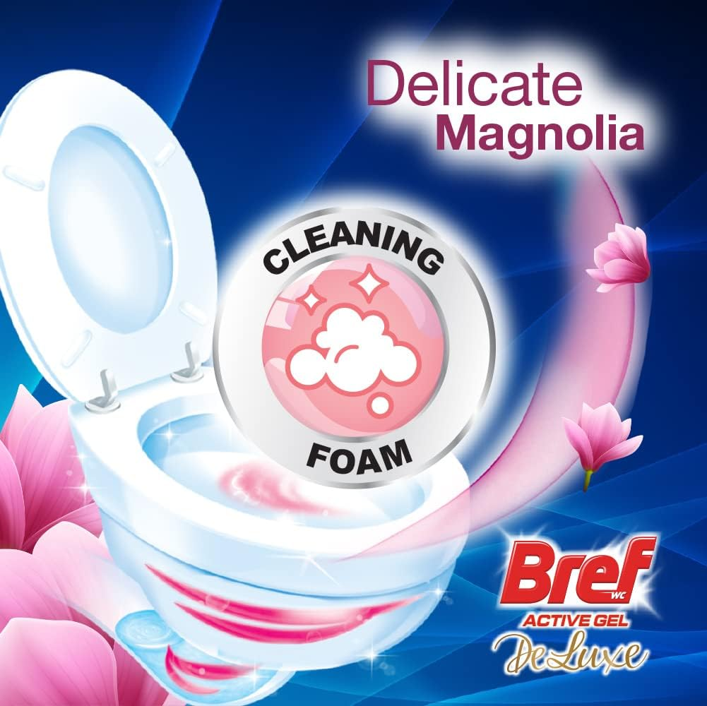 Bref Deluxe Active Gel Delicate Magnolia Toilet Cleaner 600Ml X 8 image number 2