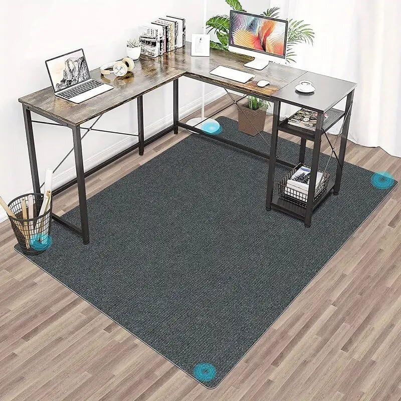Office Chair Mat for Hardwood Floors or Carpet 140X180Cm - Non-Slip Office Mat for Rolling Chairs with TPR Rubber Backing, Heavy Duty & Cuttable Desk Floor Protector Mat for Home Office image number 5