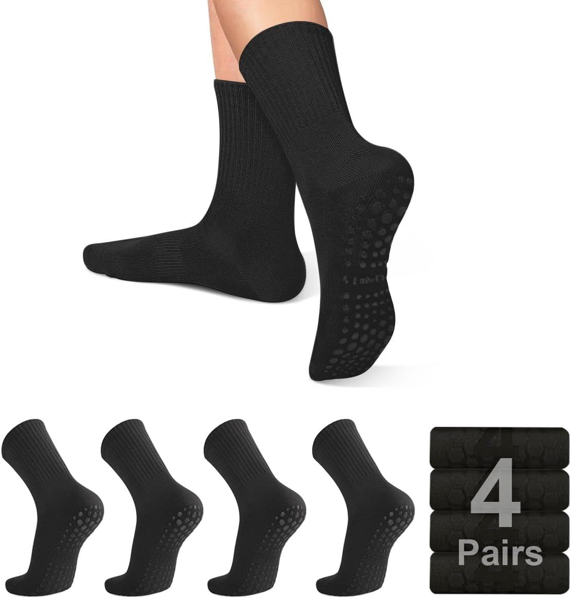 ZANZER Pilates Yoga Socks with Grips for Women,Non-Slip Reformer Yoga Pilates Grip Socks for Sport,Hospital,Ballet,Barre,Dance,Barefoot