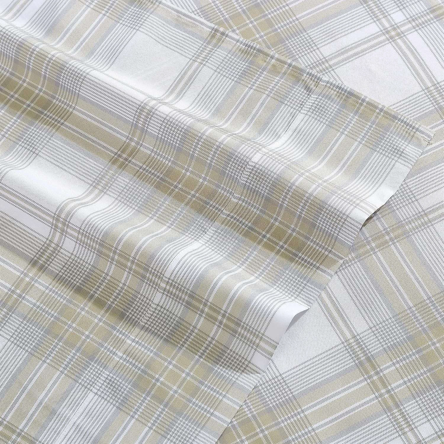 Wrangler- Twin Sheet Set, Silky & Lightweight Bedding Set, Casual Home D&eacute;cor (Dayton Valley Plaid Beige, Twin) image number 1
