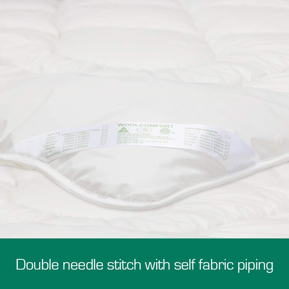 Australian Made Washable Merino Wool Quilt/Doona/Duvet 350GSM Light Weight (210X210Cm Queen) image number 5