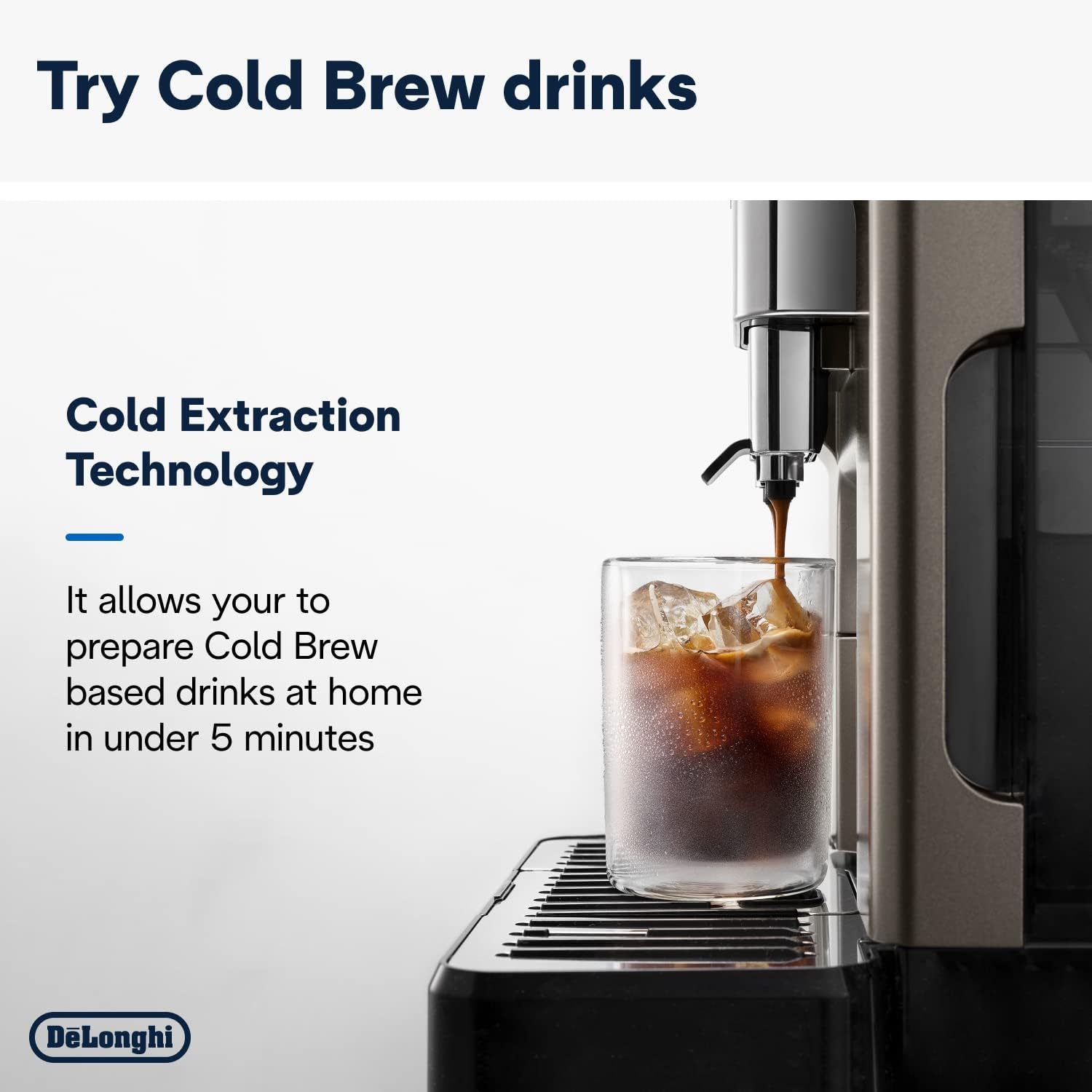 De'Longhi Eletta Explore ECAM450.86.T, Automatic Coffee Machine, Hot & Cold Automatic Milk Frothing, Cold Brew, Iced Coffee, over 50 Recipes, Integrated Grinder, Travel Mug, Wi-Fi, Titanium image number 1
