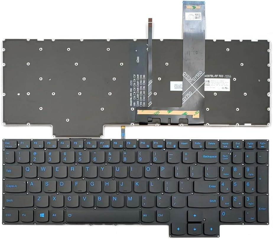 Replacement Blue Backlit Keyboard for Lenovo Ideapad Gaming 3-15ARH05 3-15IMH05 / Legion 5-15ACH6 5-15ACH6A 5-15ACH6 5 Pro-16Ach6 Pro-16Ach6H Pro-16Ith6 Laptop US Black without Frame image number 1