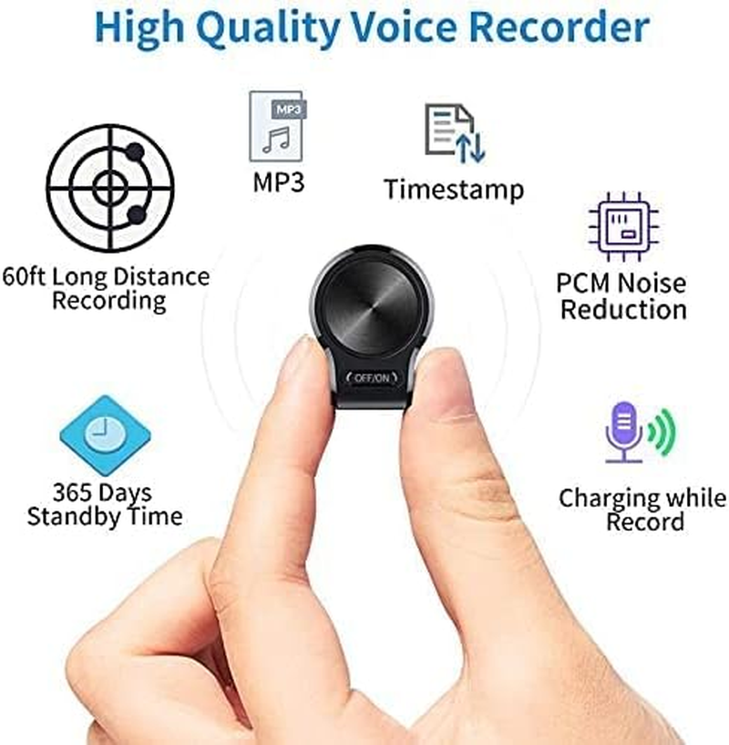 32GB Digital Voice Recorder, Magnetic Mini Voice Activated Recorder, 25 Days Long Battery Life, Suitable for HD Recording Meetings Interviews Classes Lectures image number 4