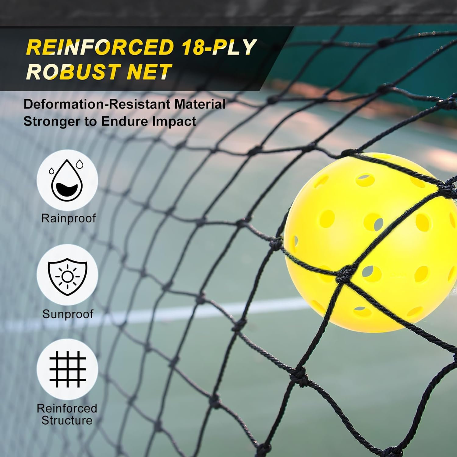 Portable Pickleball Net on Wheels, 22FT Pickleball Net for Driveway Backyard, Strong PE Net, Metal Frame, 4 Balls, 1 Carry Bag, Pickleball Net System for Indoor & Outdoor Play image number 5