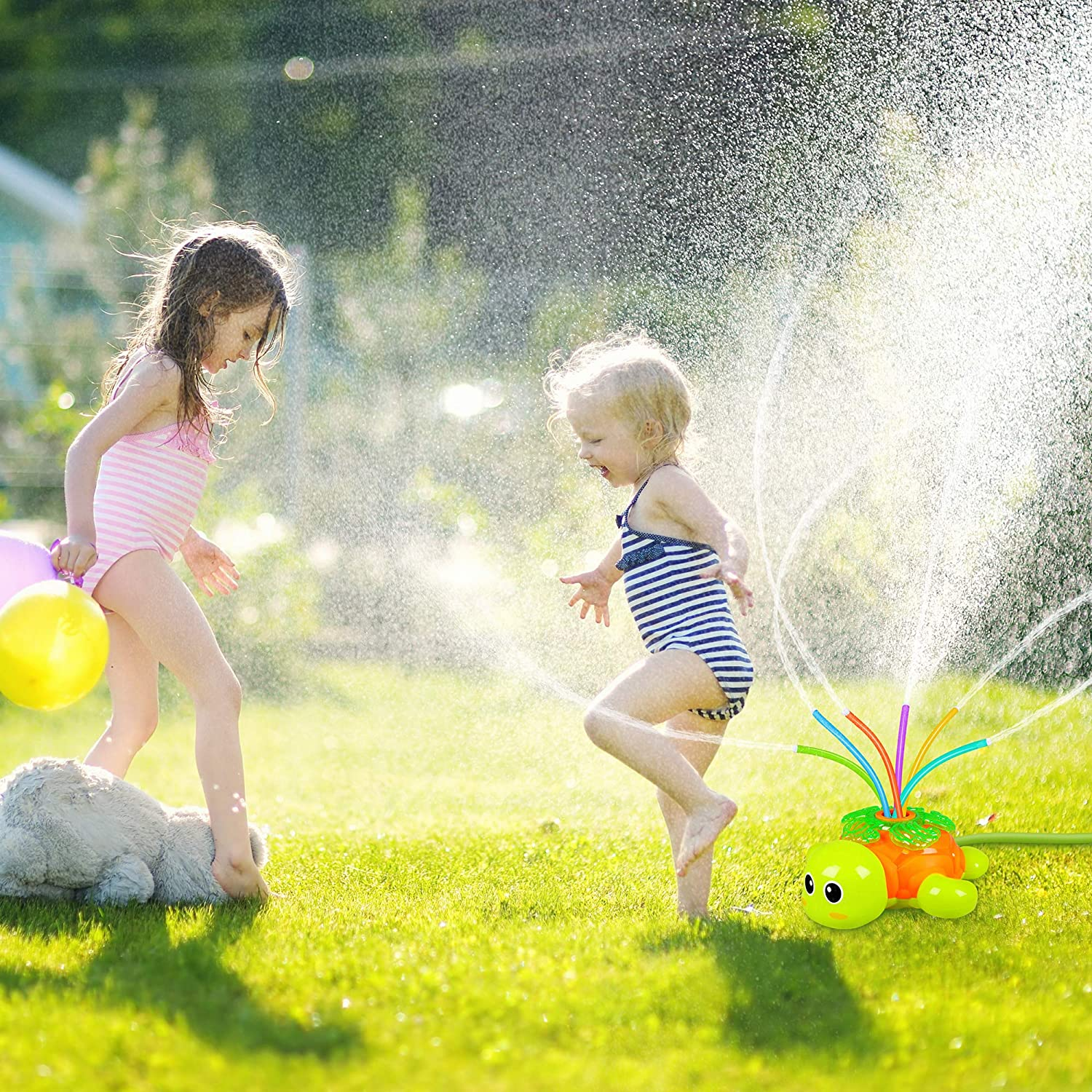 Outdoor Sprinkler for Kids - Backyard Rotating Turtle Sprinkler with Swing Tube - Splashing Toy for Summer - outside Garden Lawn Water Toys Gifts for 3 4 5 6 Boys and Girls image number 4
