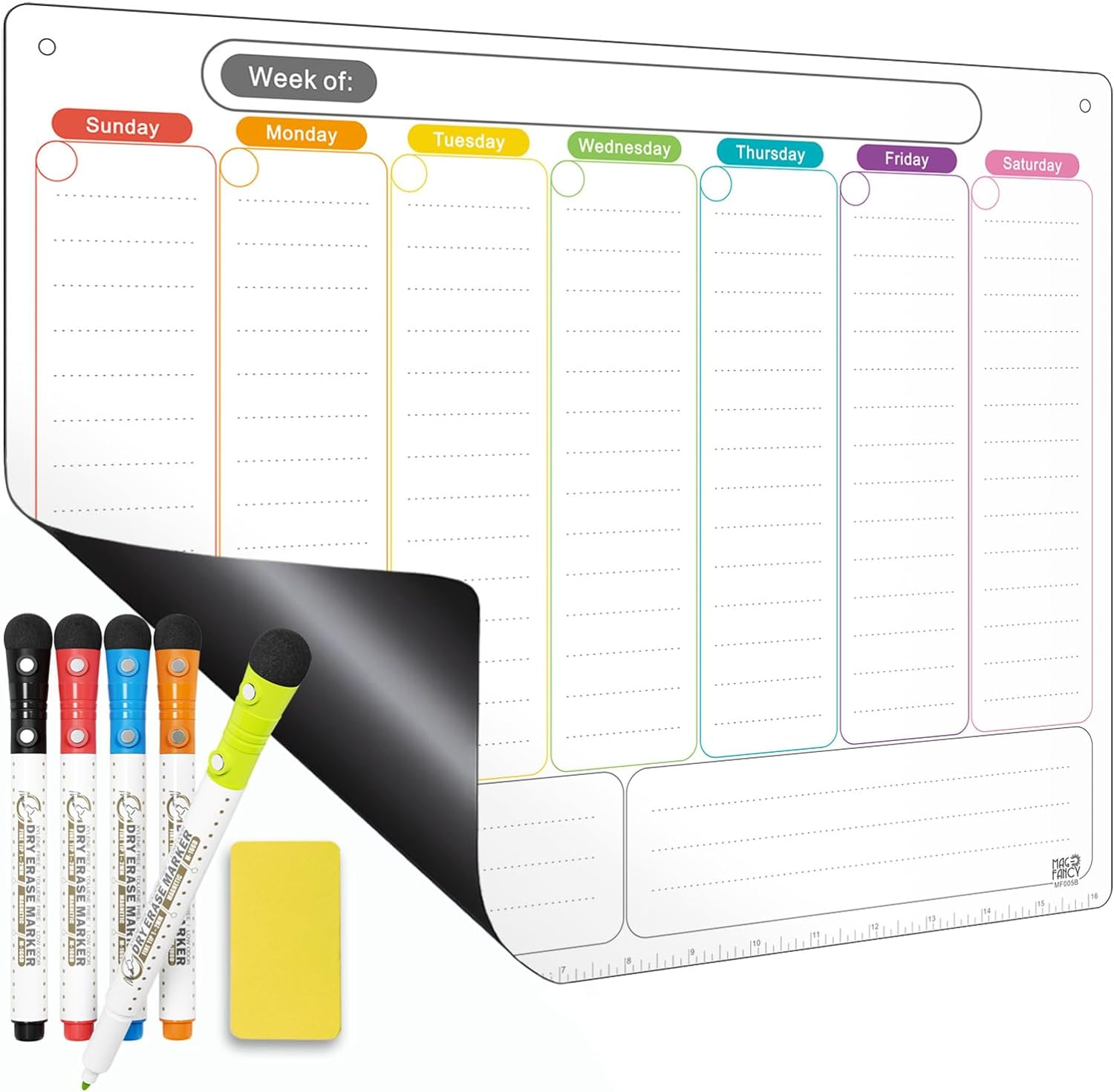 Magnetic Calendar for Refrigerator. Horizontal Weekly Dry Erase Fridge Calendar Whiteboard Meal Planner Menu Board - Thickened Magnet. with Upgraded Fine Tip Marker & Eraser & Holes for Wall Hanging image number 3