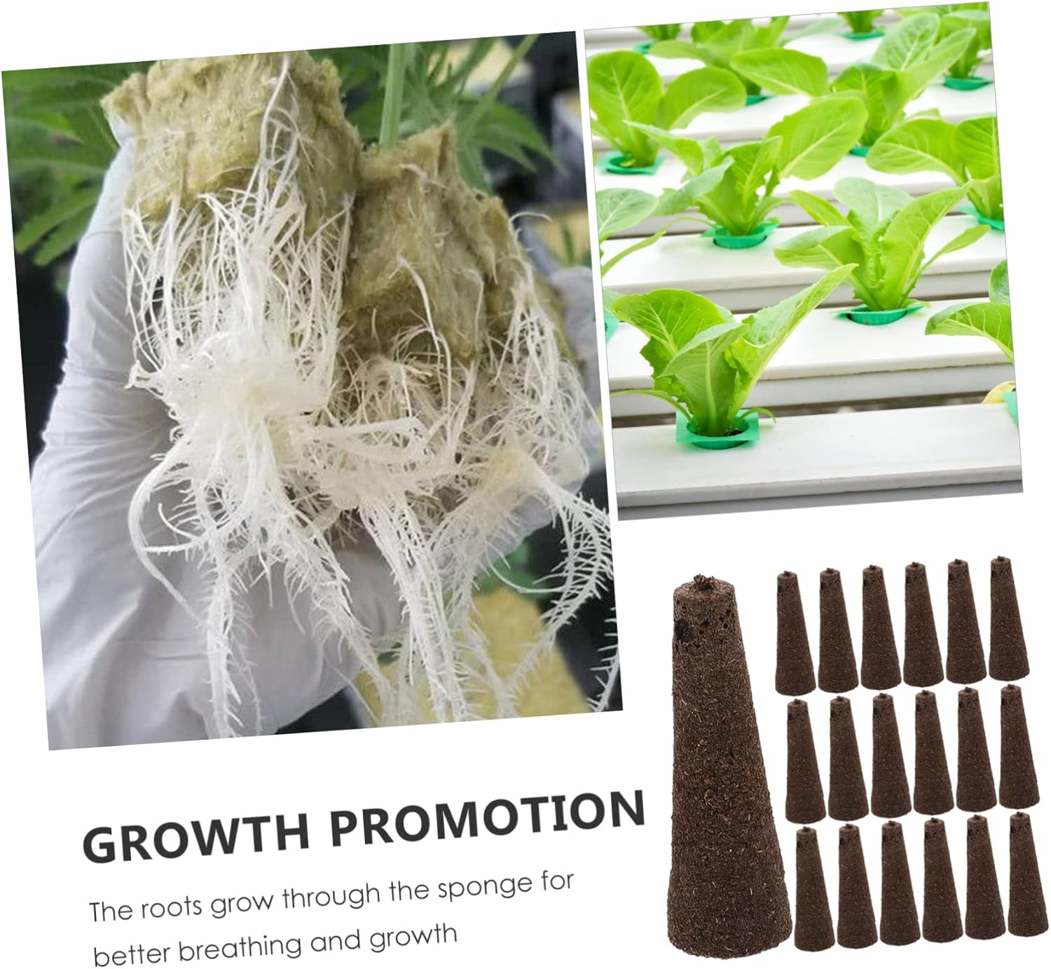 50Pcs Hydroponic Sponges Soilless Cultivation Planting Sponges for Root Growth Compatible with Smart Indoor Growers, Biochar Seed Starter Blocks for Balcony and Indoor Gardening image number 1
