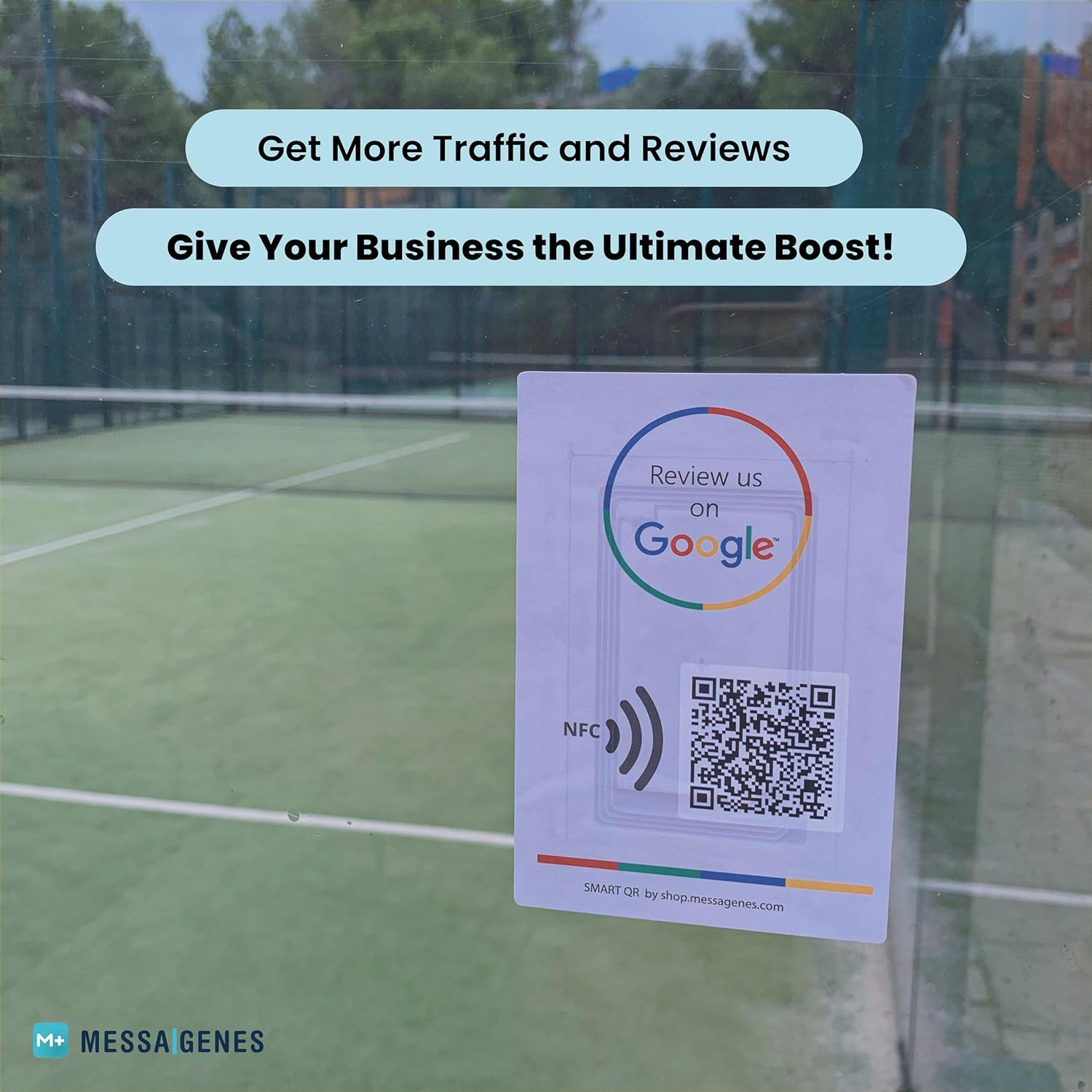 MESSAGENES | Review Us on Google QR Code Stickers | Reusable Smart QR Code and NFC | 1 Rectangular Unit | Easy Reviews | Modify Link Whenever You Want | Google Decal for Business | Premium Materials image number 3