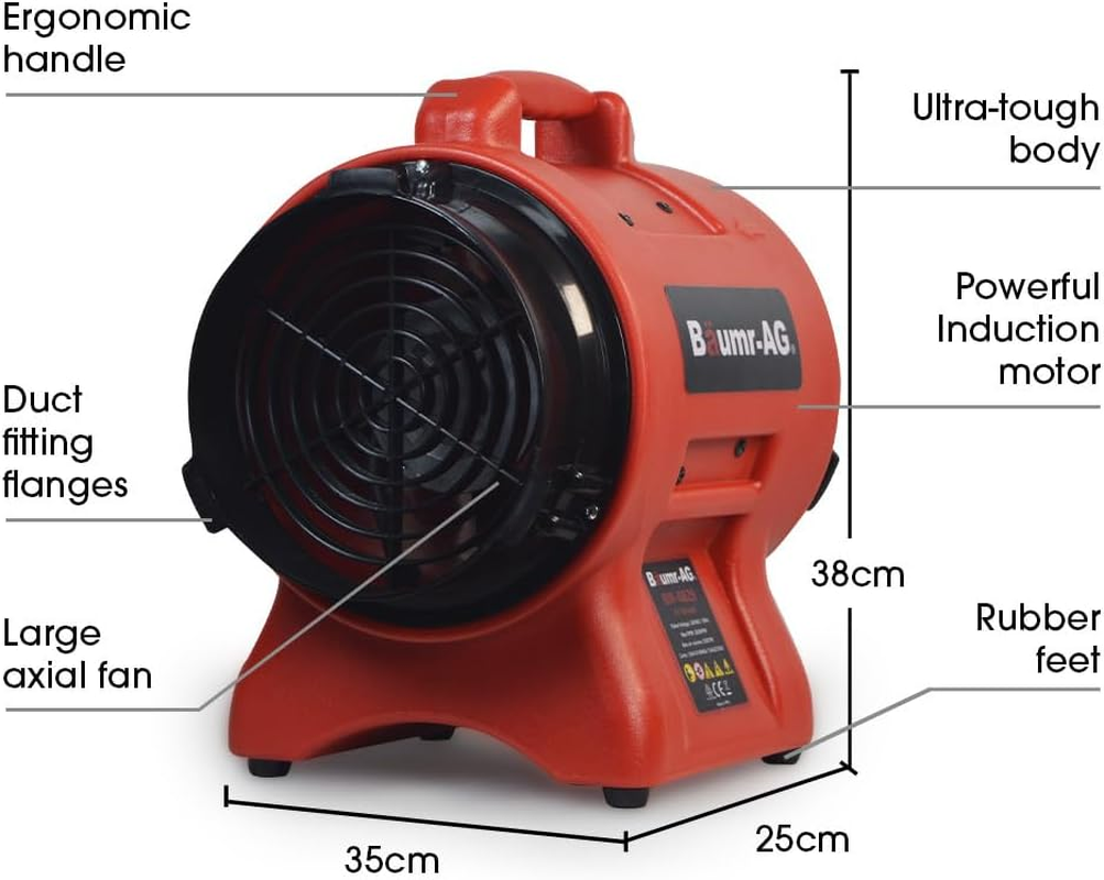 Baumr-Ag 200Mm (8 Inch) Portable Air Blower Mover Axial Ventilation Extraction Fan image number 2
