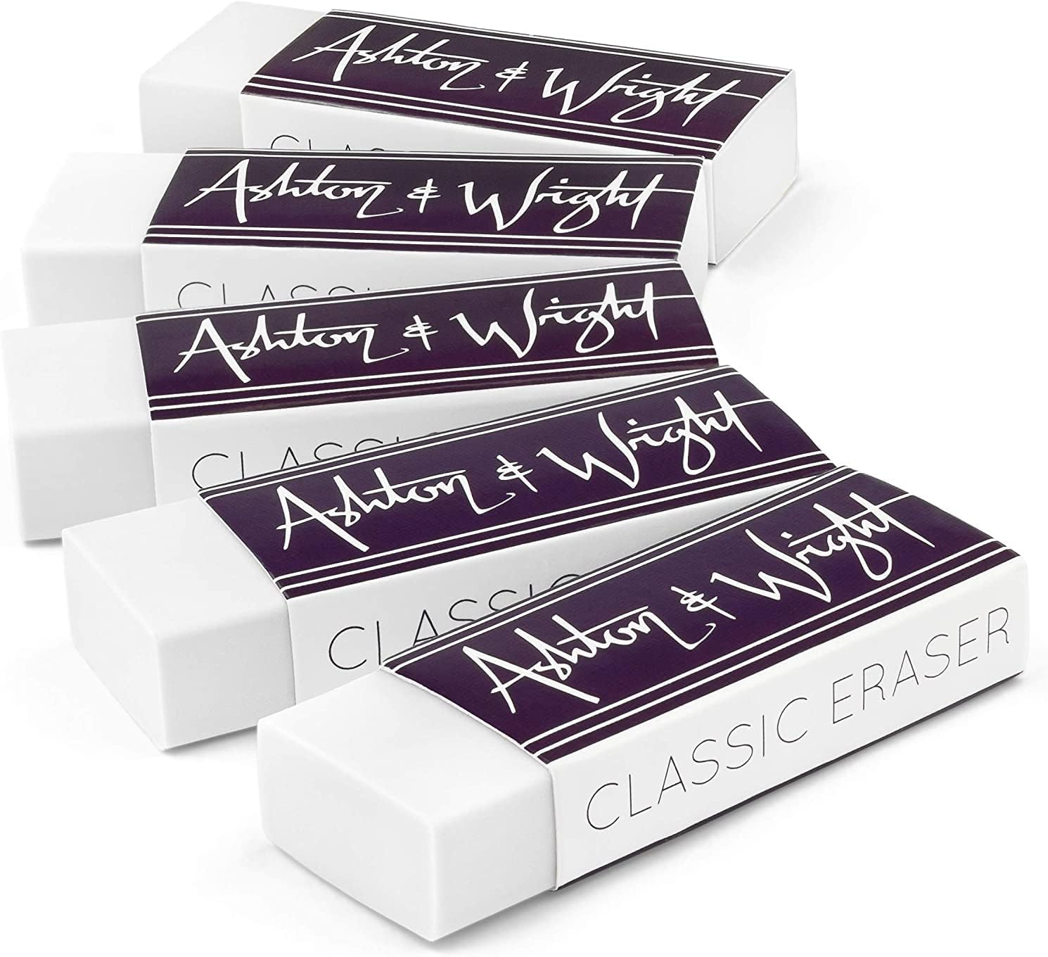 Ashton and Wright - Classic Eraser - Latex Free Plastic Rubber - Pack of 5 Midnight Tones - Orange image number 3