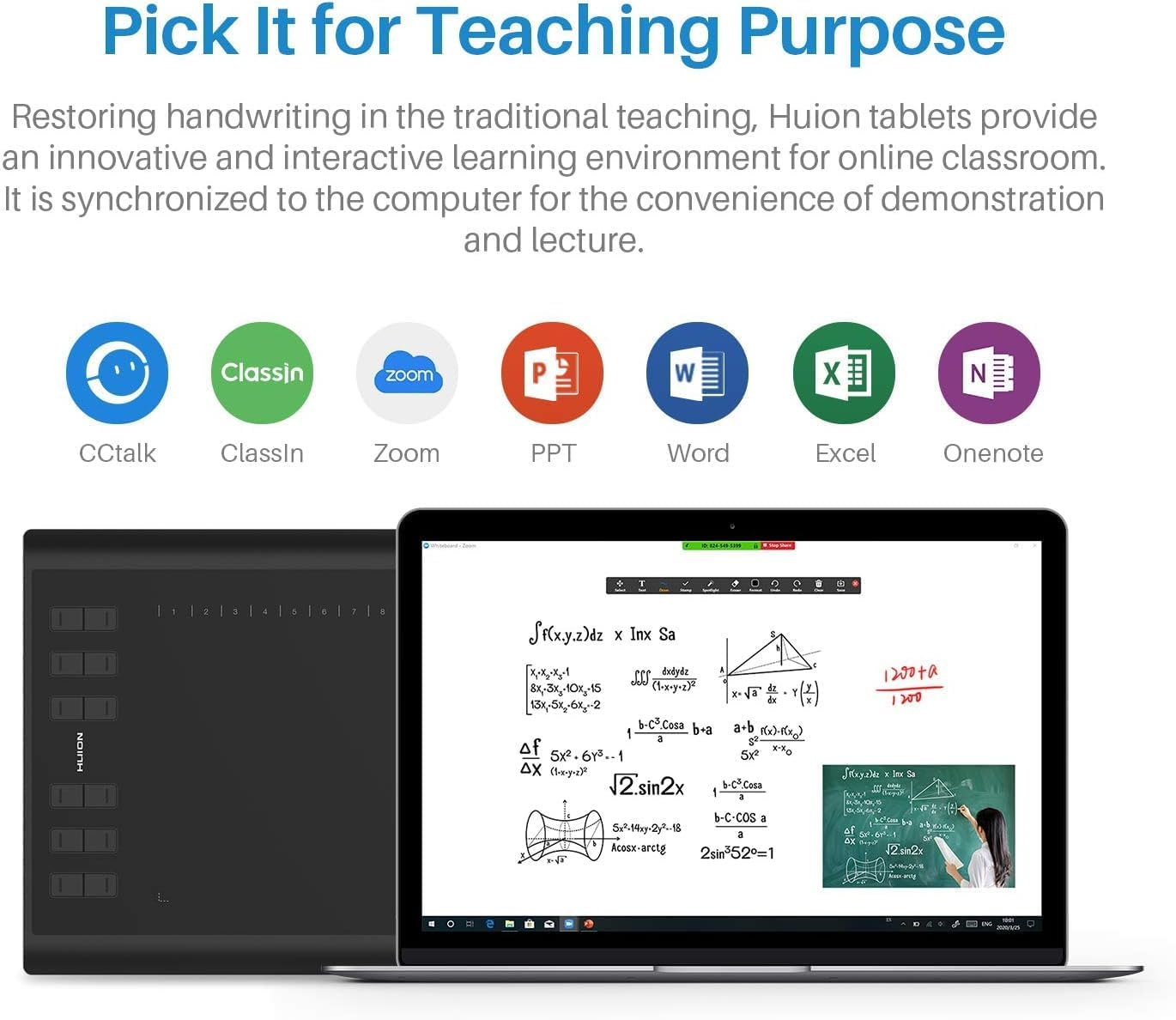 HUION Inspiroy H1060P Graphics Drawing Tablet 10 X 6.25 Inch with 8192 Pressure Sensitivity Battery-Free Stylus and 12 Customized Hot Keys, Digital Art Tablet for Mac, Windows PC and Android image number 5