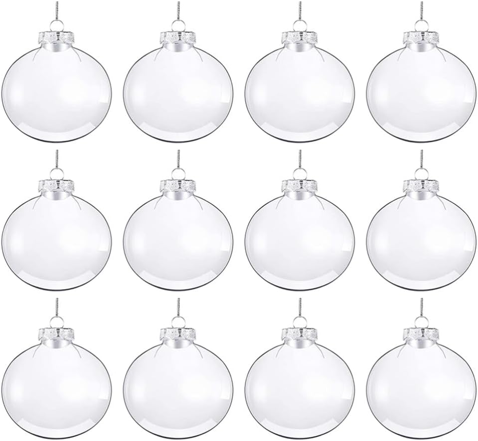Ciieeo Clear Fillable Baubles 8Cm Flat Transparent Christmas Tree Hanging Ornaments DIY Xmas Party Decorations for Home and Wedding image number 6