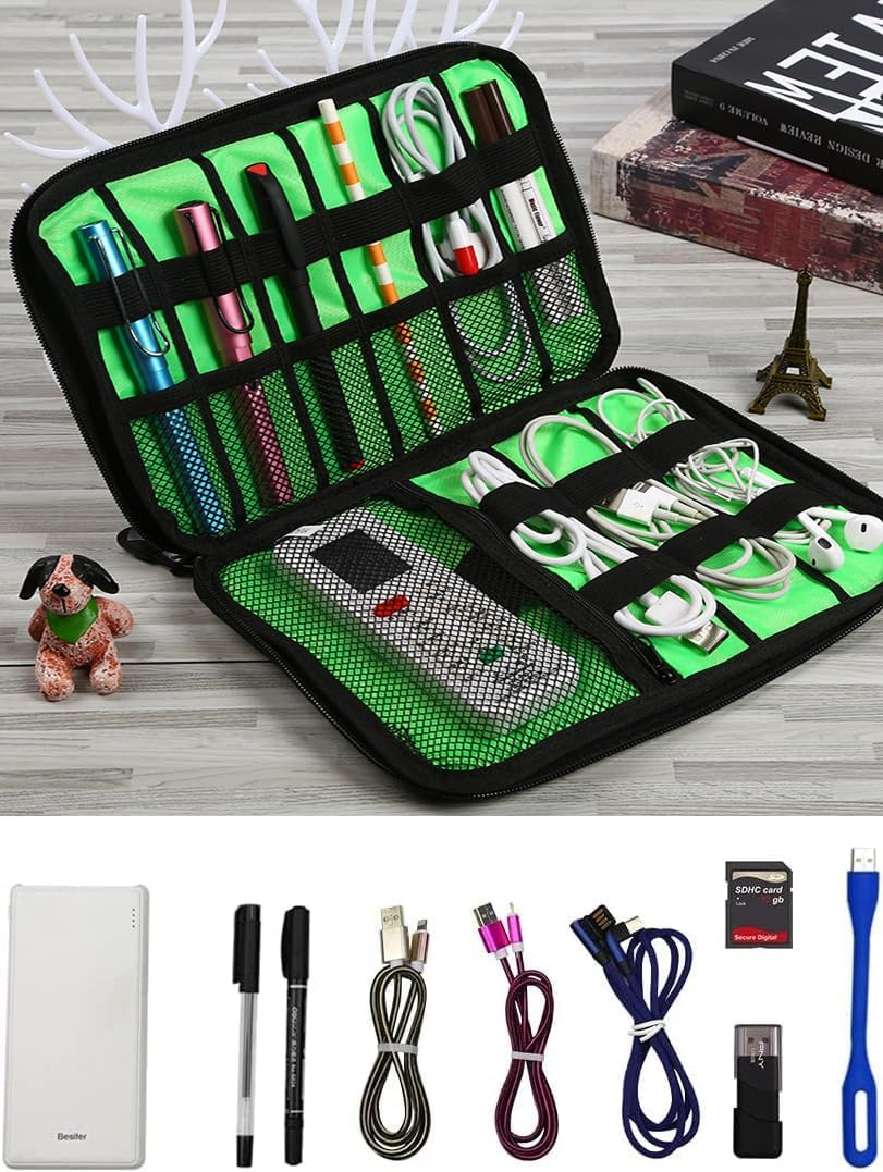 Cable Storage Bag,H HOME-MART Electronics Organiser Travel Compact Cable Organizer, Portable Cord Organizer, Cable Organiser Bag Tech Organiser for Electronics Accessories Usb/Sd/Charger Organiser image number 5