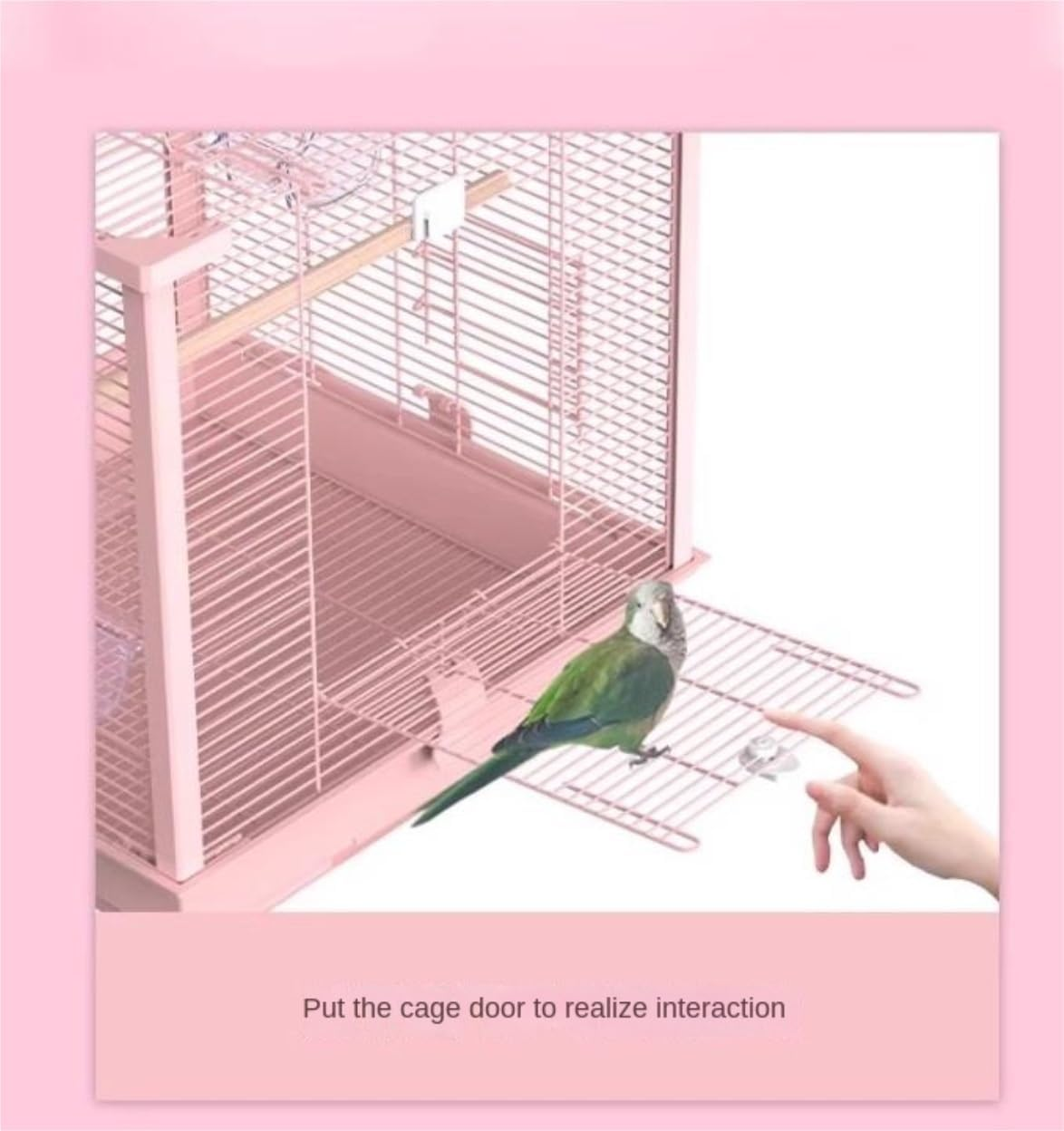 Bird Cage Birdcage Square Metal Bird Cage with Bird Feeder, Tray for Parrots Conures Lovebird Cockatiel Parakeets Bird Cages (Color : Pink, Size : 46 * 46 * 50Cm) image number 2