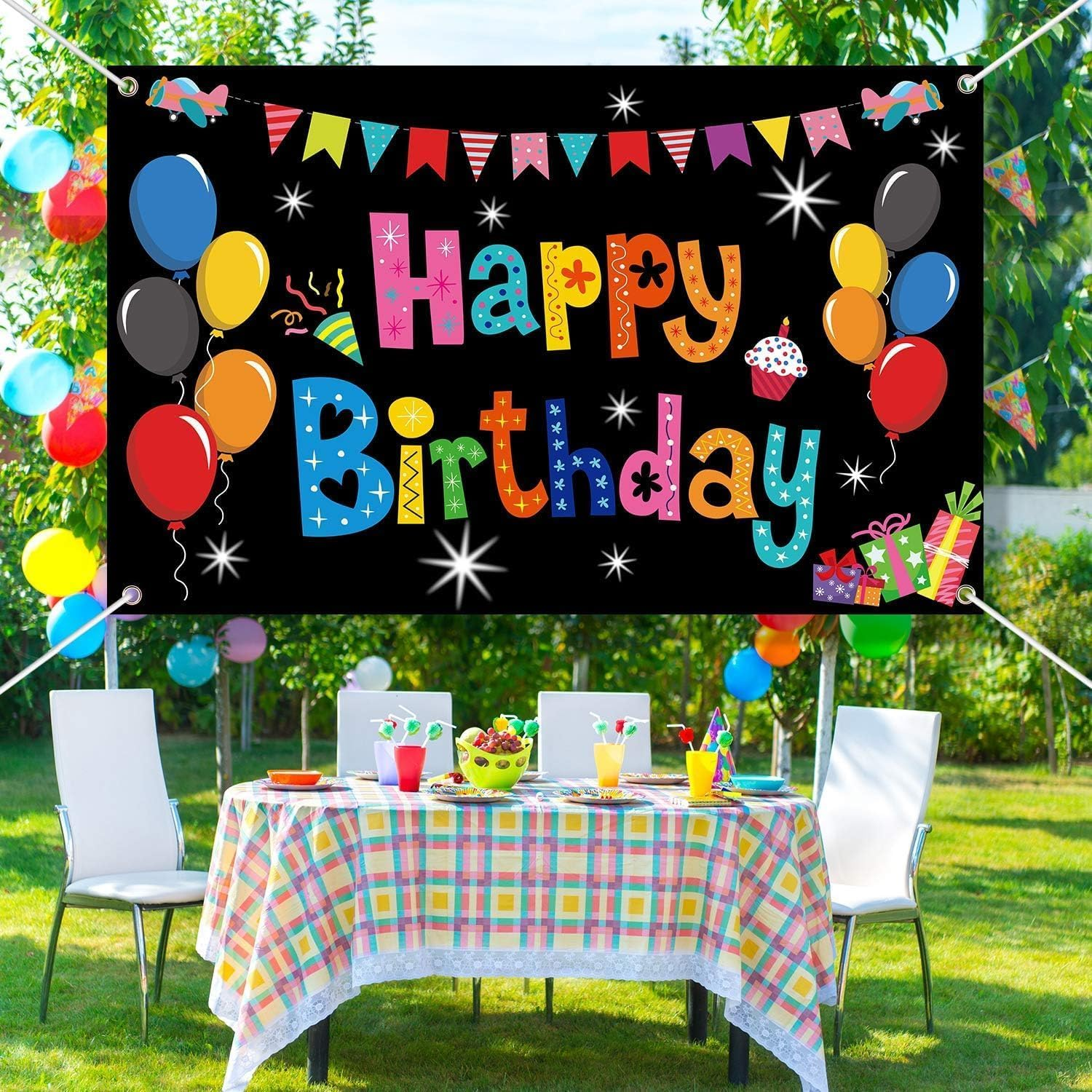 Colorful Happy Birthday Party Decorations Rainbow Birthday Banner Backdrop Large Happy Birthday Yard Sign Backgroud It'S My Birthday Party Indoor Outdoor Decorations Supplies for Boys Kids Girls image number 5