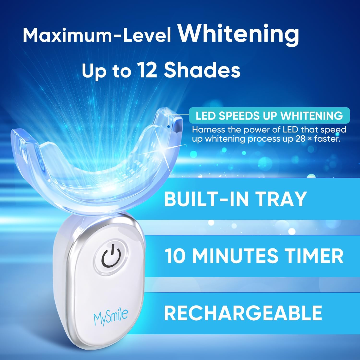 Mysmile 30 Treatments Teeth Whitening Kit with LED Light for Sensitive Teeth, 3Pcs Enamel Safe Teeth Whitening Gel,10 Fast Fast Remove 20 Years of Stains, Whitening Tooth Care Oral Bright Smile Alternative Teeth Whitening Strips