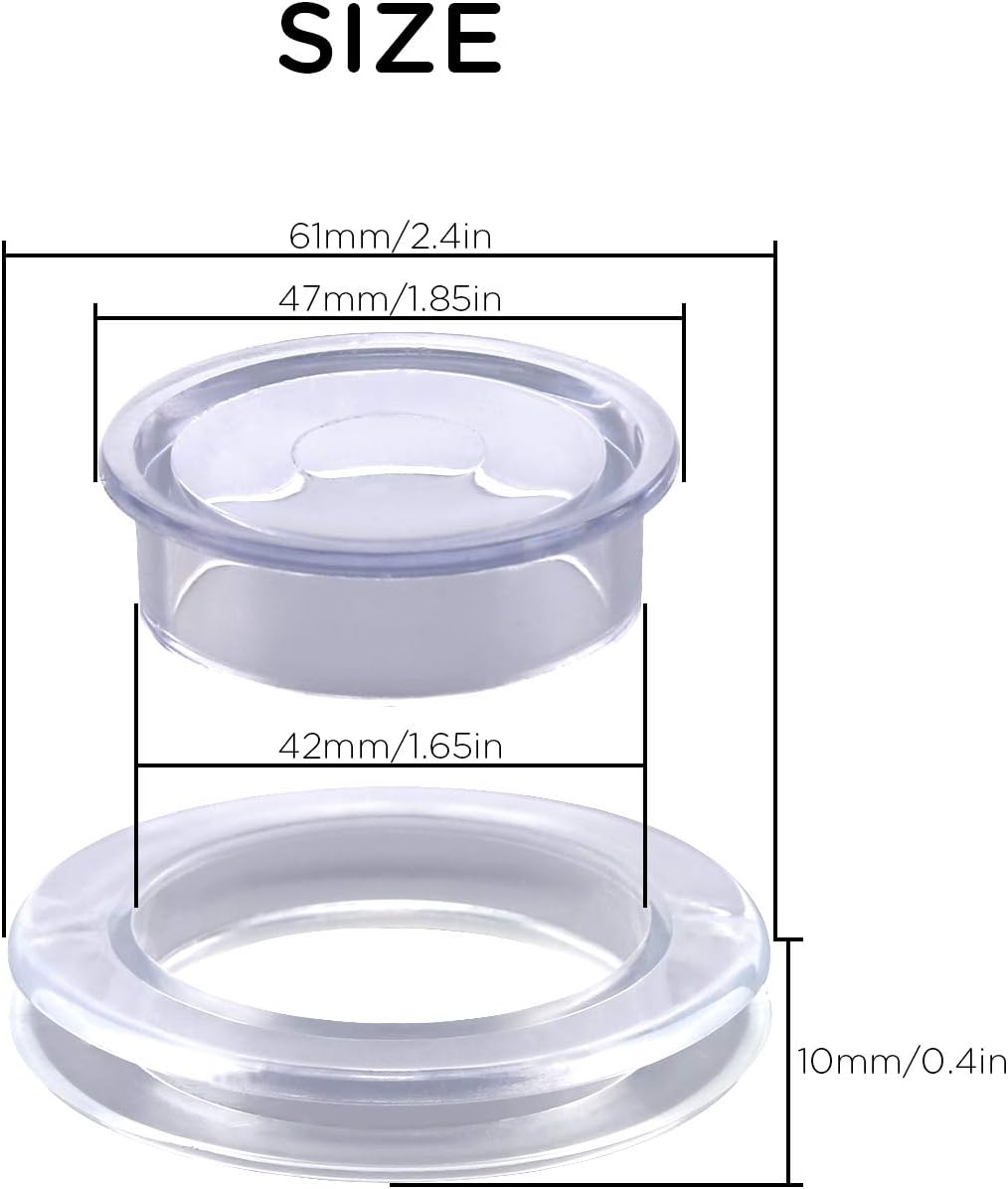 AIEX 2 Inch 2 Set Patio Table Umbrella Hole Ring and Cap Set Silicone Transparent Including 2 Rings and 2 Stoppers