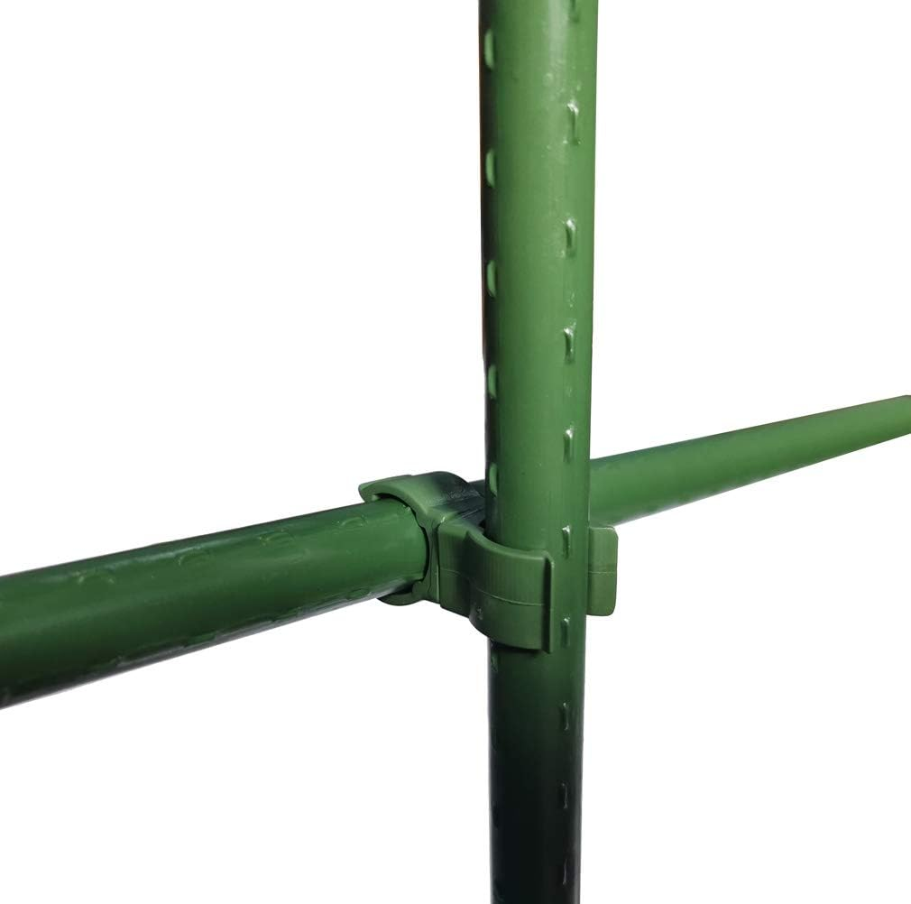 20PCS for 5/8In（16Mm） Diameter Plastic Coated Steel Garden Plant Stakes Sturdy Gardening Yard Stick Garden Stake Clips Connector 360 Degree Adjustment image number 2