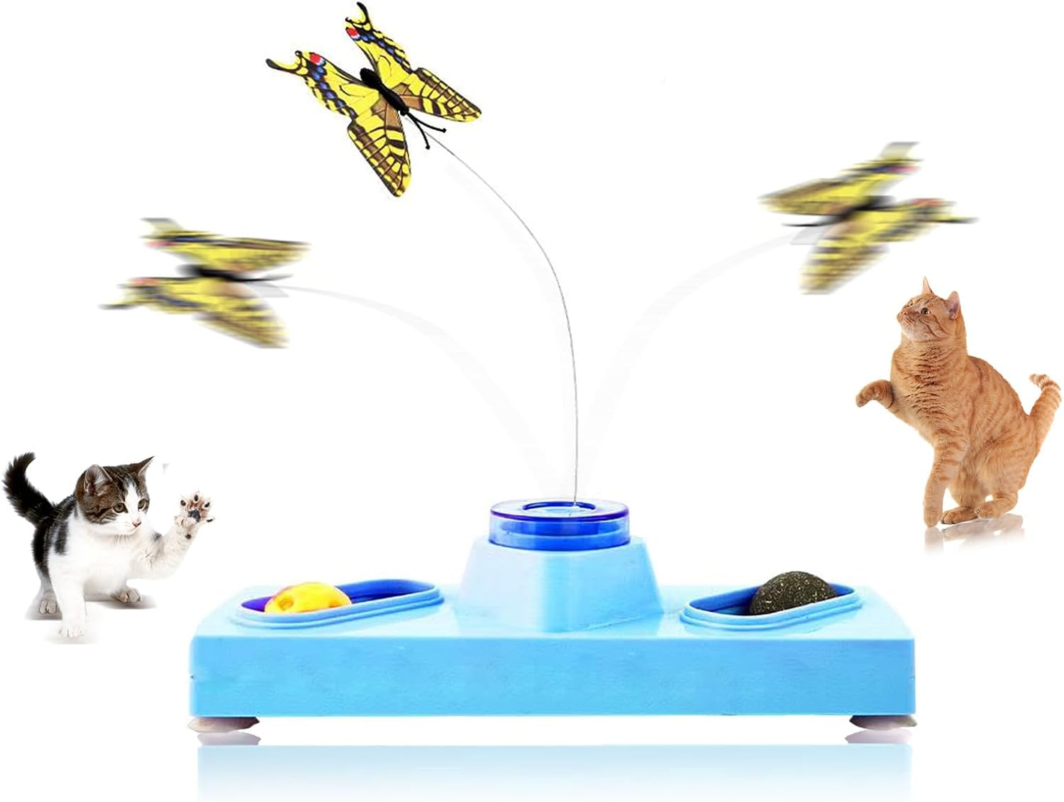 Cat Toys 3 in 1 Interactive Cat Toys for Indoor Cats - with Interactive Butterfly Flutter,Track Balls and Catnip image number 2