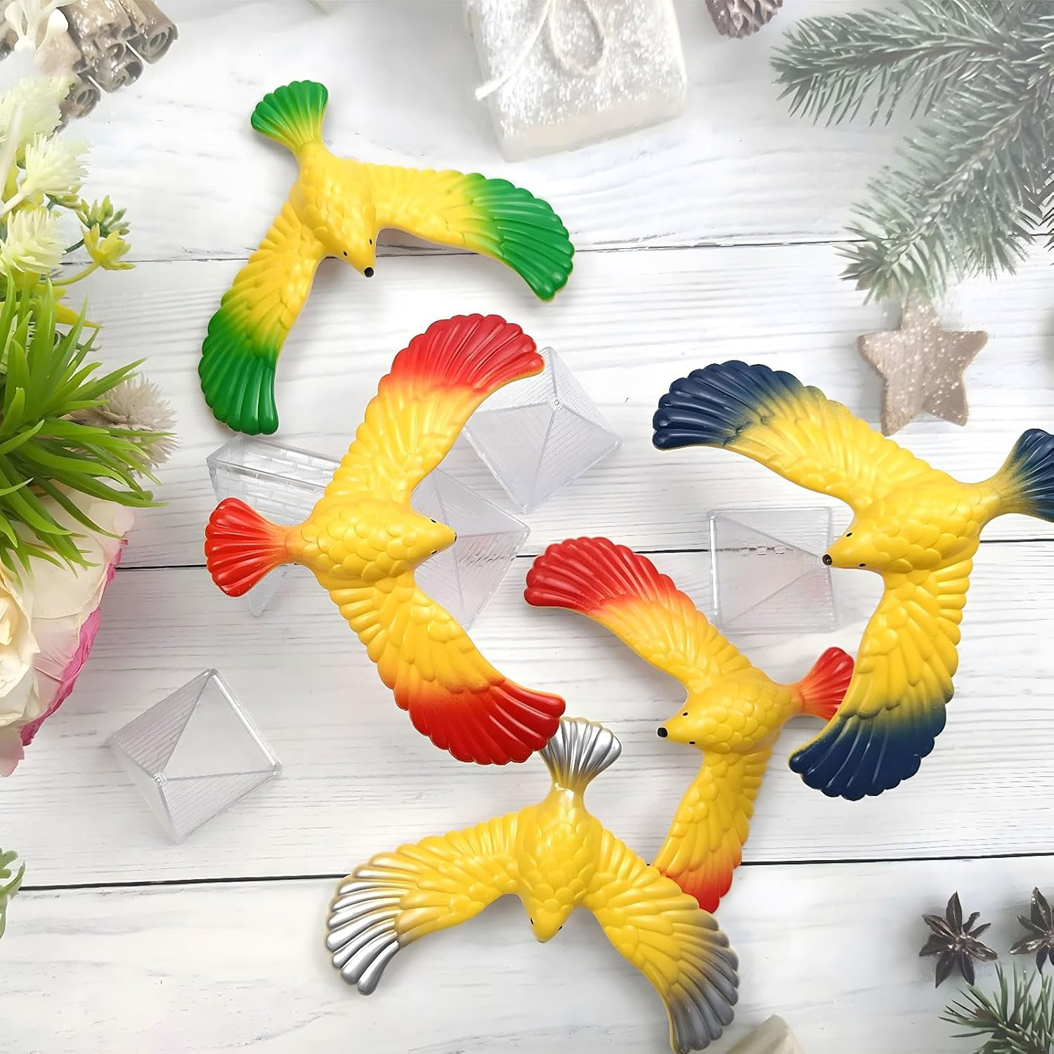 5Pcs Balancing Bird Gravity Bird with Pyramid Combination Set Children Physical Science Adults Office Desktop Novelty Eagle Trick Party for Kids Decompression Gift (5Pcs) image number 4