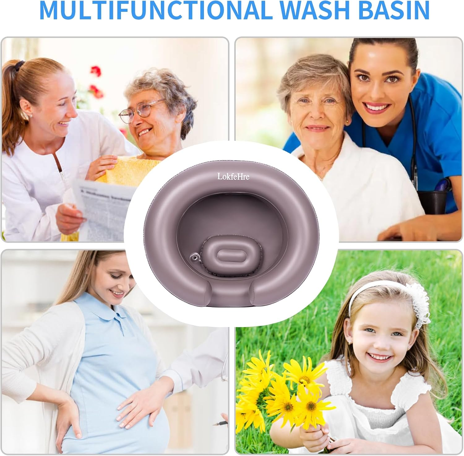 Large Portable Inflatable Hair Washing Basin for Bedridden - Wash Hair in Bed with Inflatable Shampoo Bowl.Hair Washing Basin for Elderly,Disabled,Injured,Ideal Inflatable Sink for Locs Detox image number 3