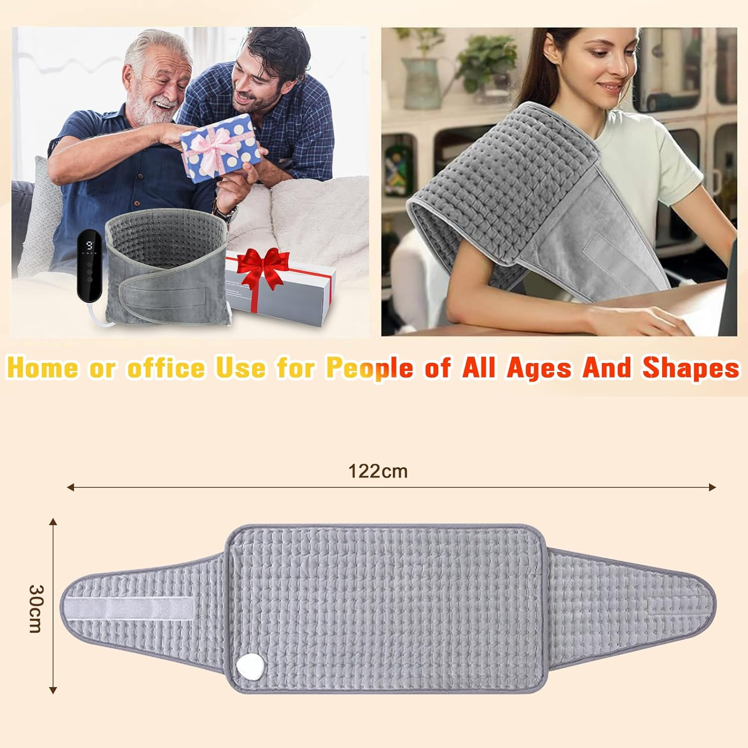 Yakiter Heating Pad for Back Pain, 30X125Cm Heating Pad with 9 Heating Levels and 4 Timer Auto Off, Fast Heating，For Cramps Neck Abdominal Shoulder, Machine Washable image number 2