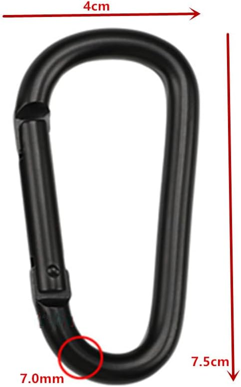 12 Pcs Aluminium Carabiners, D-Clip Spring Snap Hooks for Keychain Clip, Outdoor Camping Hiking Hammock Swing image number 1