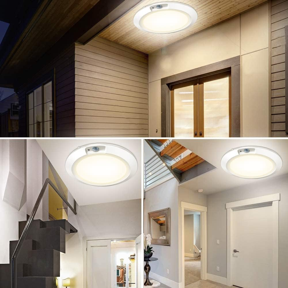RAWNICE Motion Sensor Ceiling Light,Battery Operated Sensor Light Indoor,6.5'' Wireless LED Lights for Shed Loft Porch Toilet Garage Stair Hallway Cupboard Warm Light 210LM image number 5