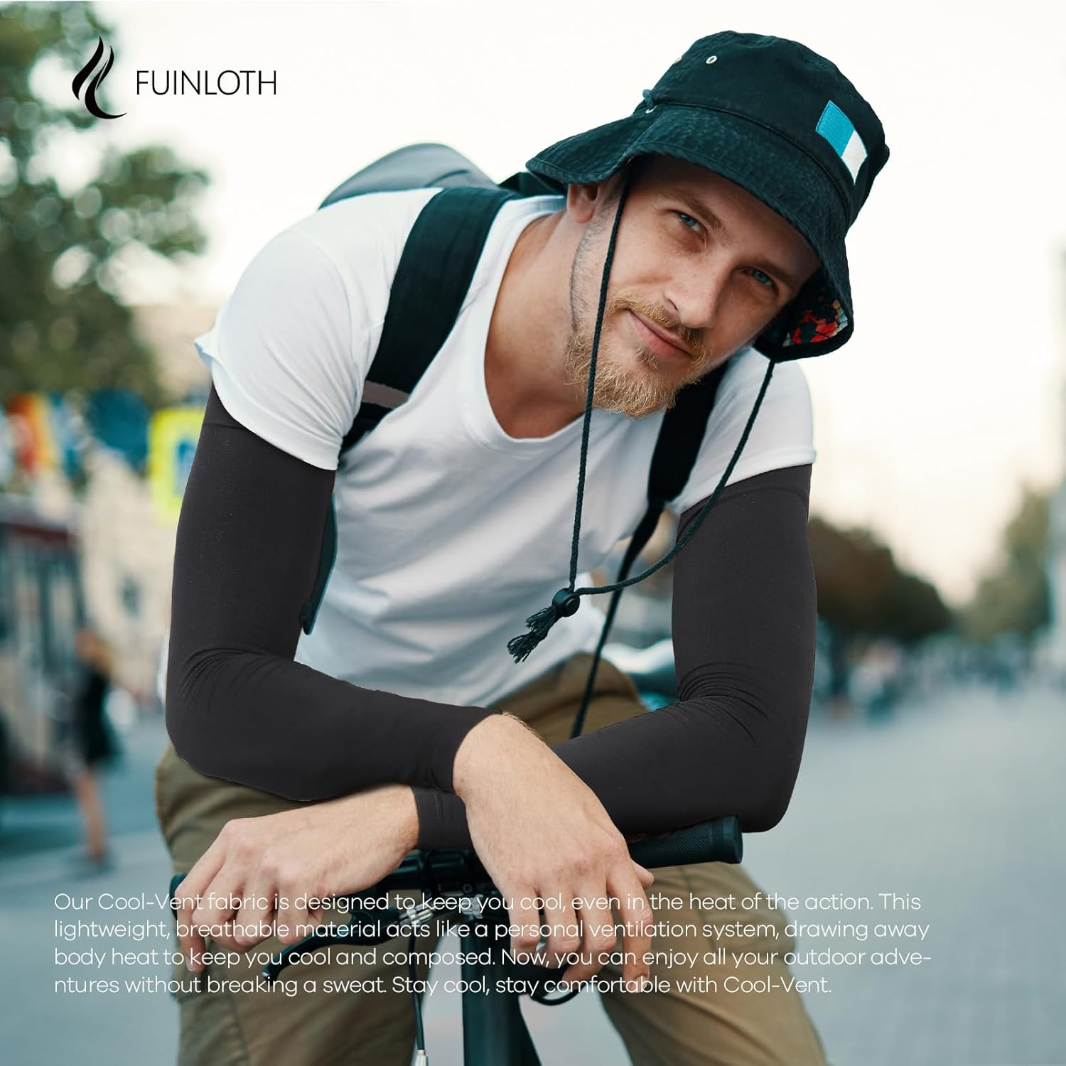 Fuinloth Arm Sleeves, Cooling UV Sun Protection Sports Gaming Compression for Men/Women image number 5