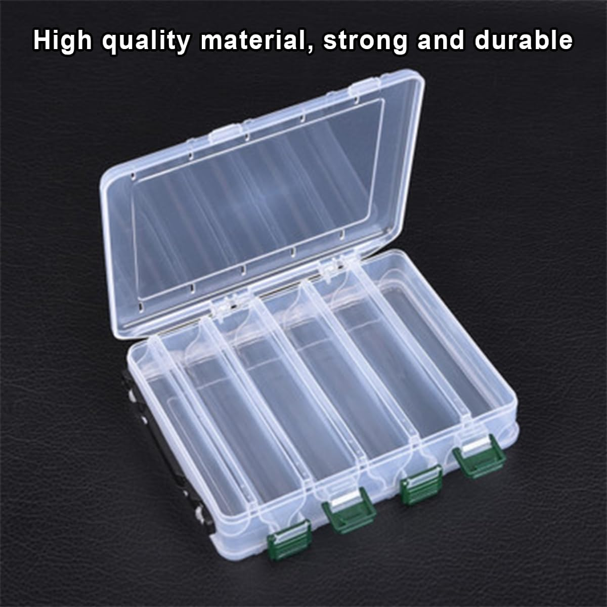 AIMALL Fishing Tackle Box with Dividers, 5-Grid Bait Storage Box, Double/Single Layer Plastic Lure Organiser, Waterproof Fishing Gear Box image number 1