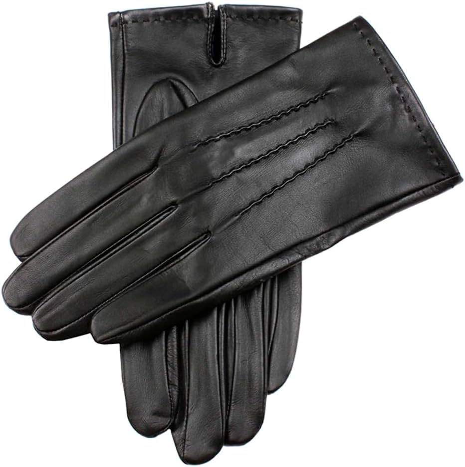Dents Men'S Touchscreen Leather Gloves with Palm Vent Handsewn Detail Cuffs, Brown, Medium