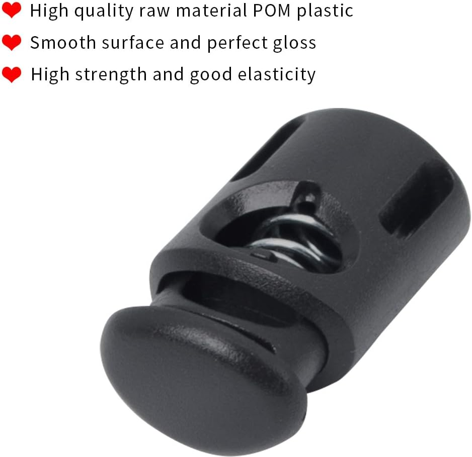 Plastic Cord Locks End Spring Stop Toggle Stoppers Multi-Colour (10PCS Black)