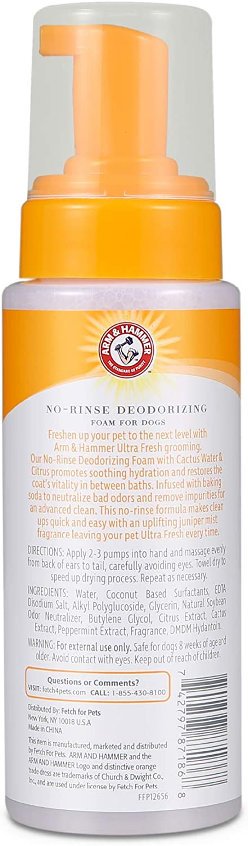 Arm & Hammer Ultra Fresh No-Rinse Deodorizing Foam with Cactus Water & Citrus FF12656, 237 Ml image number 1