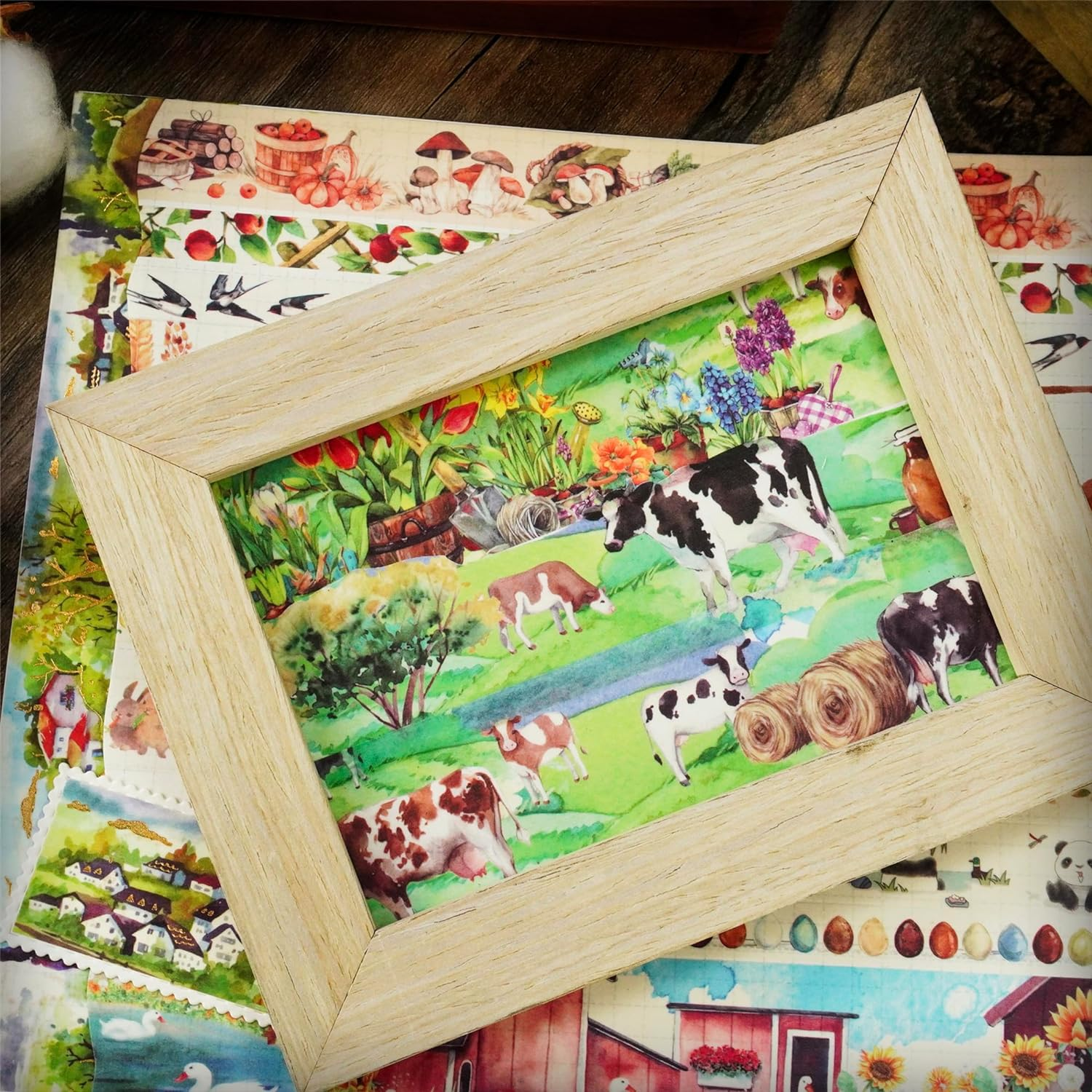 YUBBAEX 17 Rolls Forest Washi Tape Set Wide Gold Foil Masking Mountain Fields Animals Decorative Tapes for Arts, DIY Crafts, Journals, Planners, Scrapbook, Wrapping image number 5